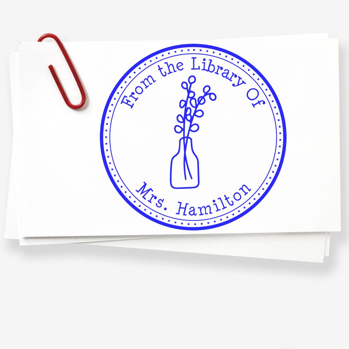 Self-Inking Ornate Native plants Customized Bookworm Stamper - Engineer Seal Stamps