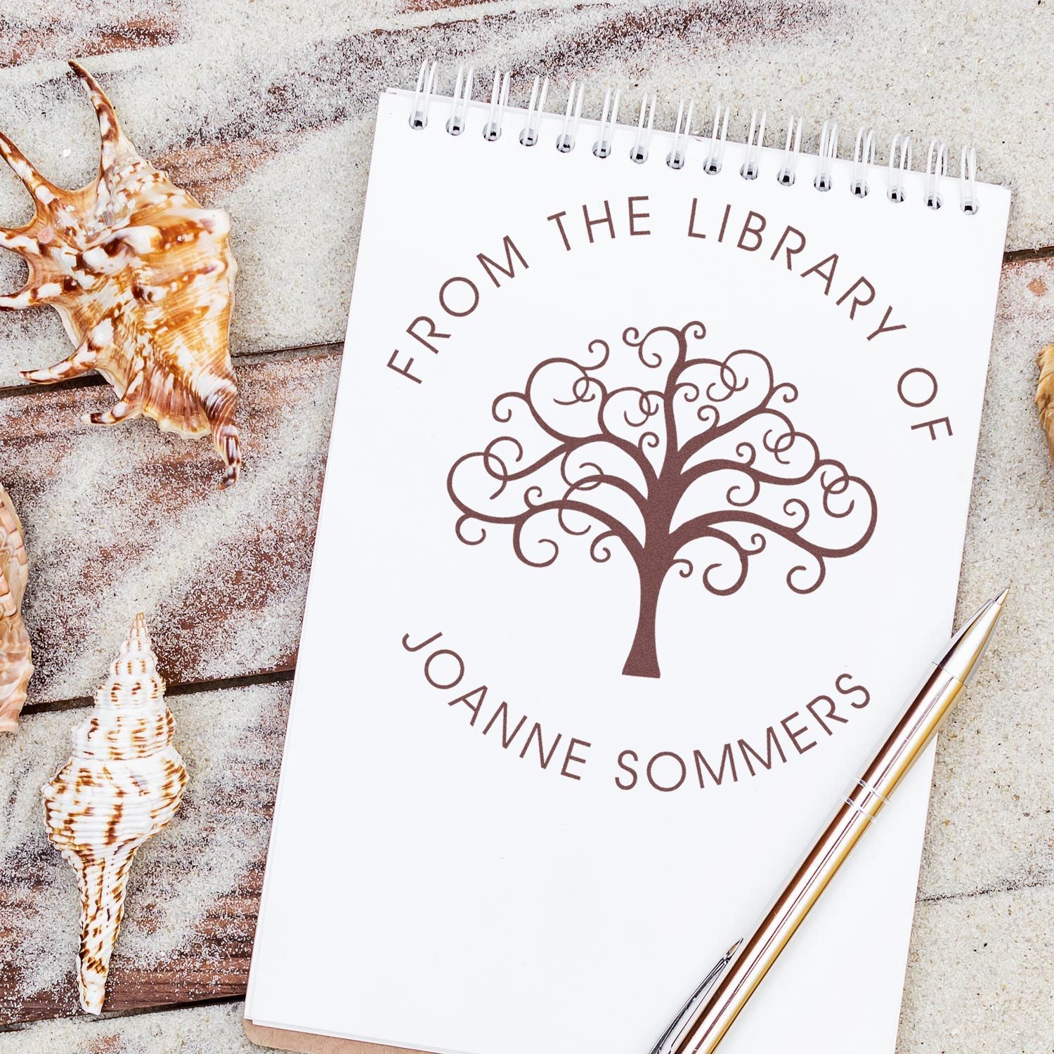 Self-Inking Opulent Wisdom Tree Customized Private Library Stamper - Engineer Seal Stamps