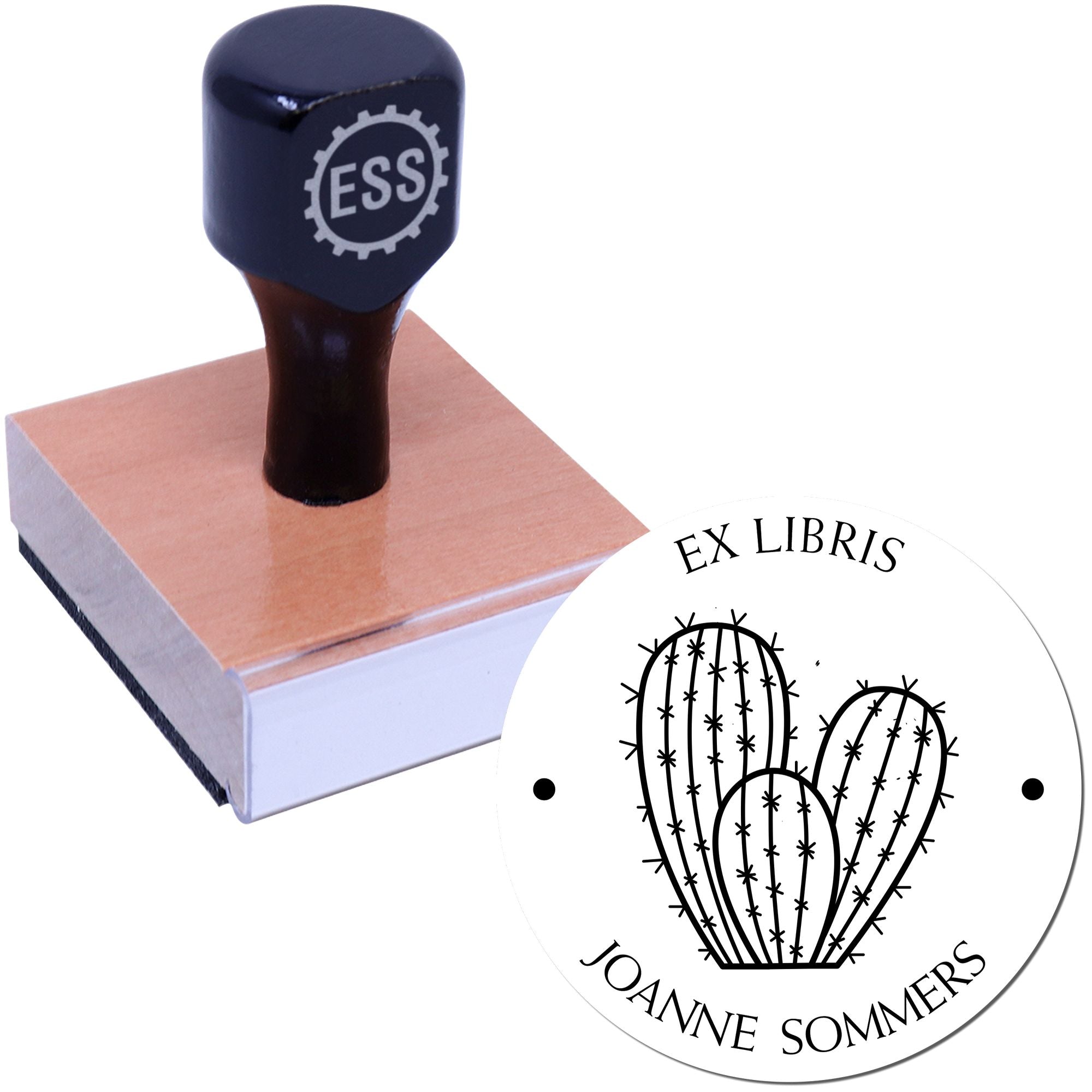 Wood Handle Chirpy Cacti Customized Bibliophile Stamper - Engineer Seal Stamps