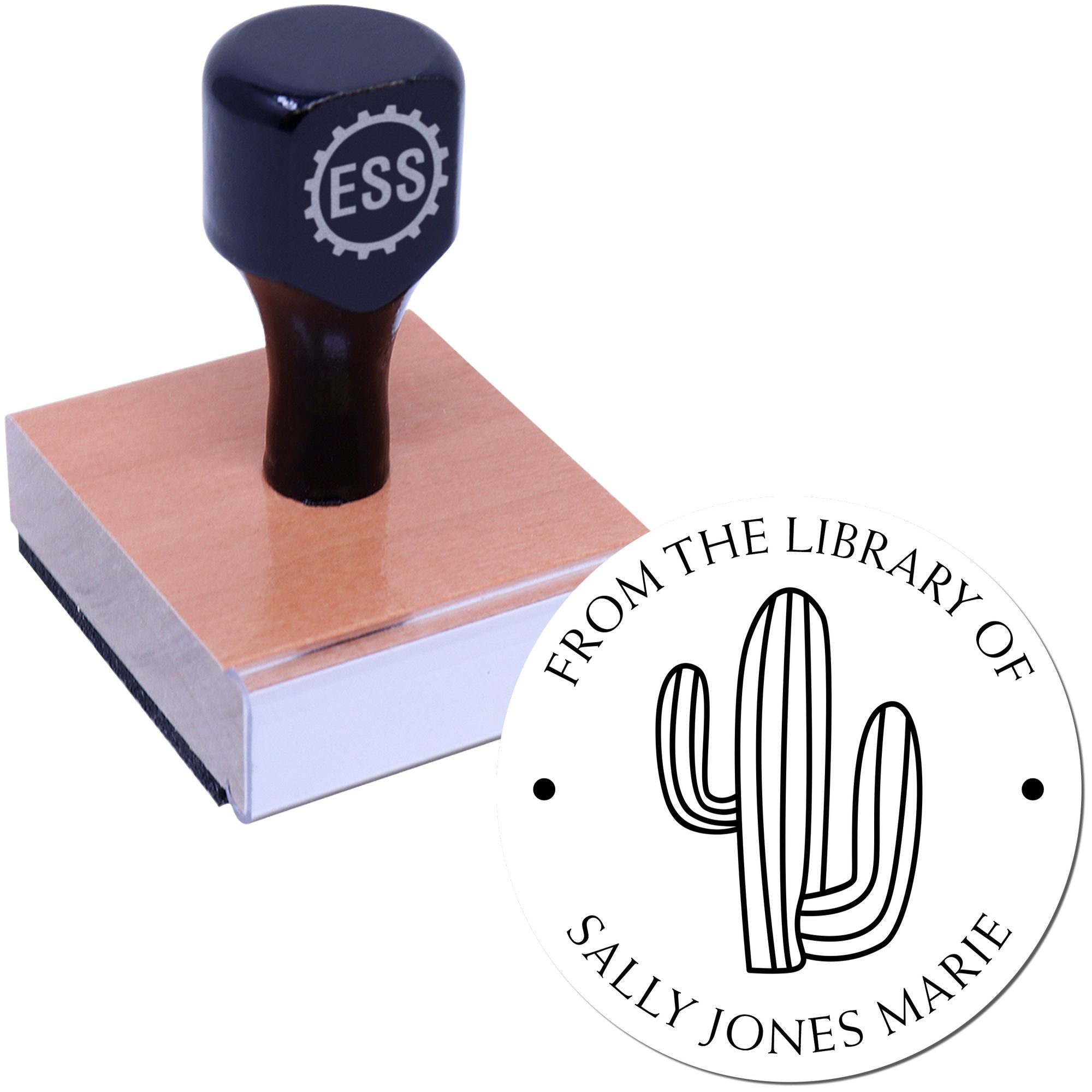 Wood Handle Zesty Cacti Customized Book Stamp - Engineer Seal Stamps