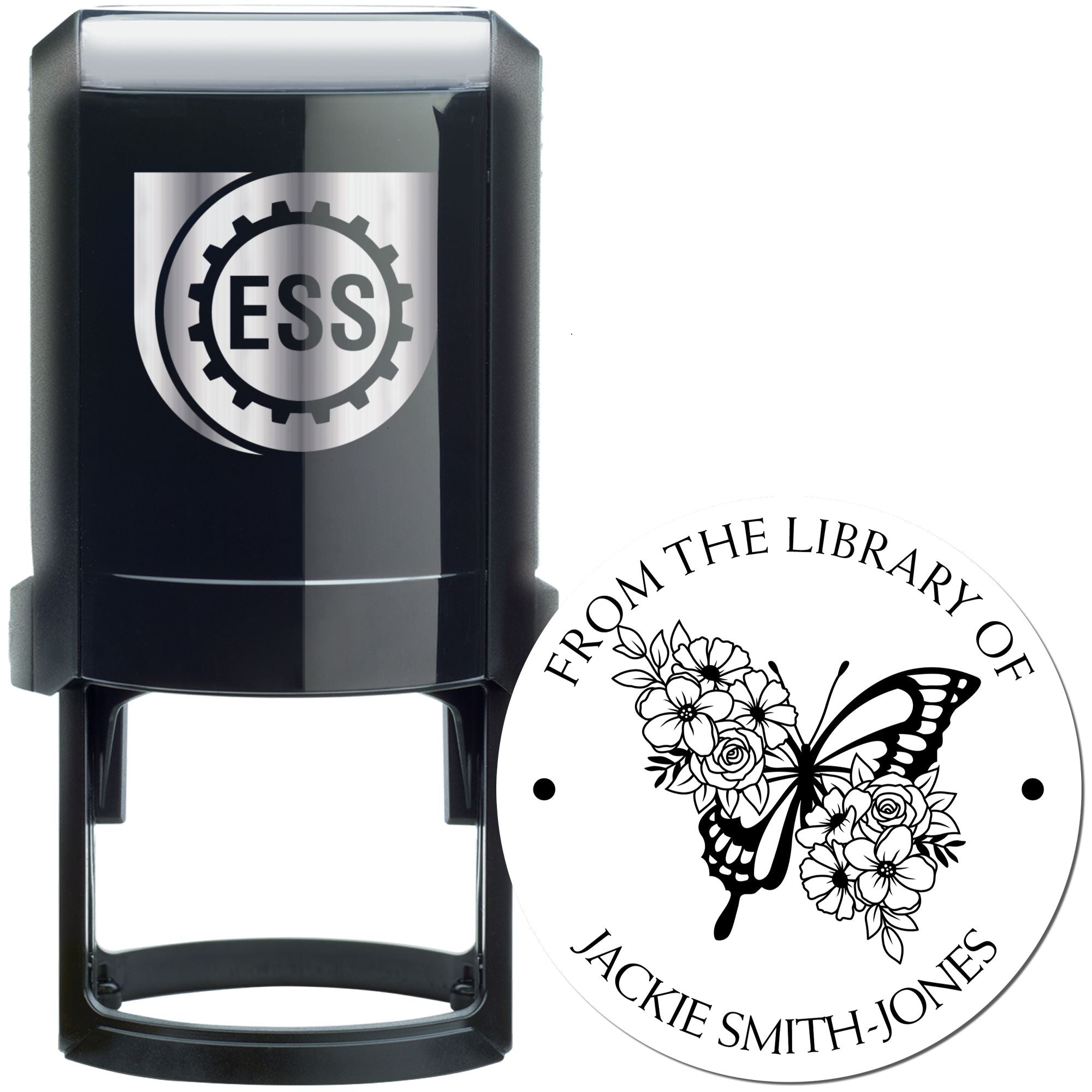 Self-Inking Radiating Butterfly with Flowers Customized Book Belongs to Stamp - Engineer Seal Stamps