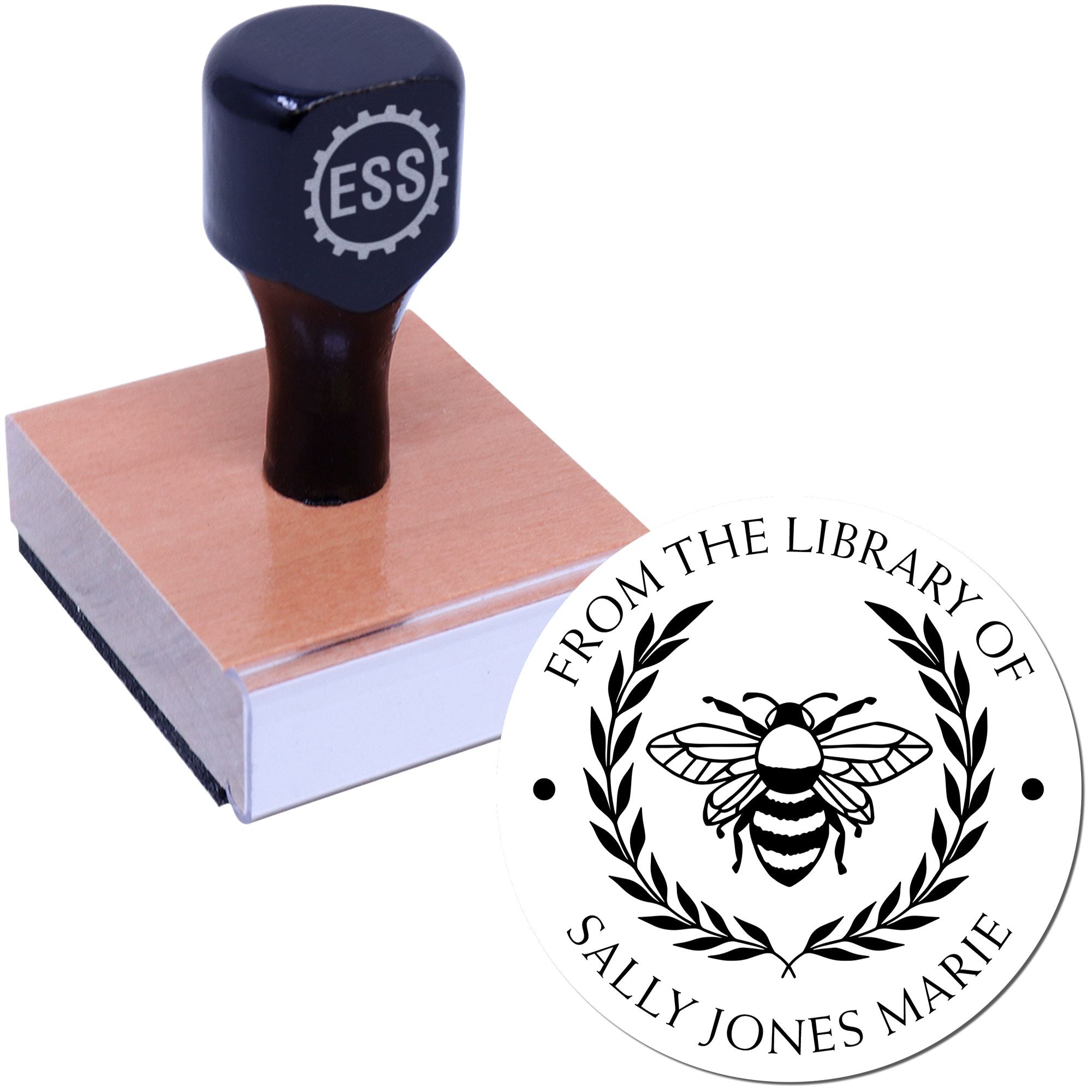 Wood Handle Mesmerizing Bee Custom Belongs To Stamper - Engineer Seal Stamps
