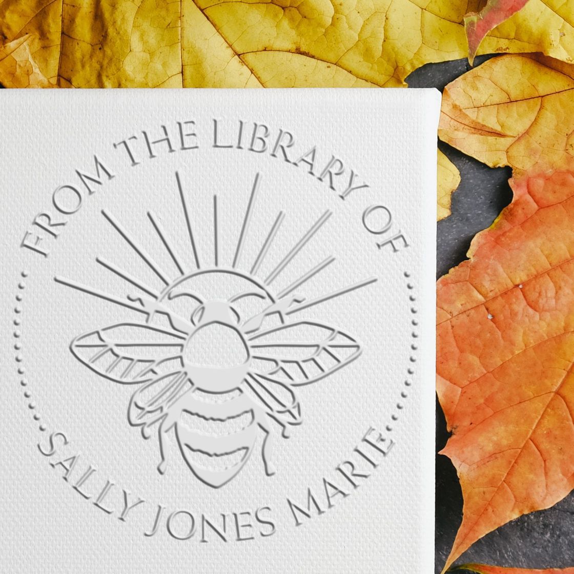 Soft Ethereal Bee Custom Personal Library Embossing Stamp