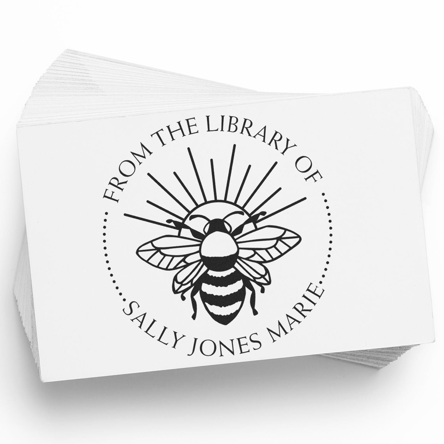 Wood Handle Ethereal Bee Custom Bibliophile Stamp - Engineer Seal Stamps