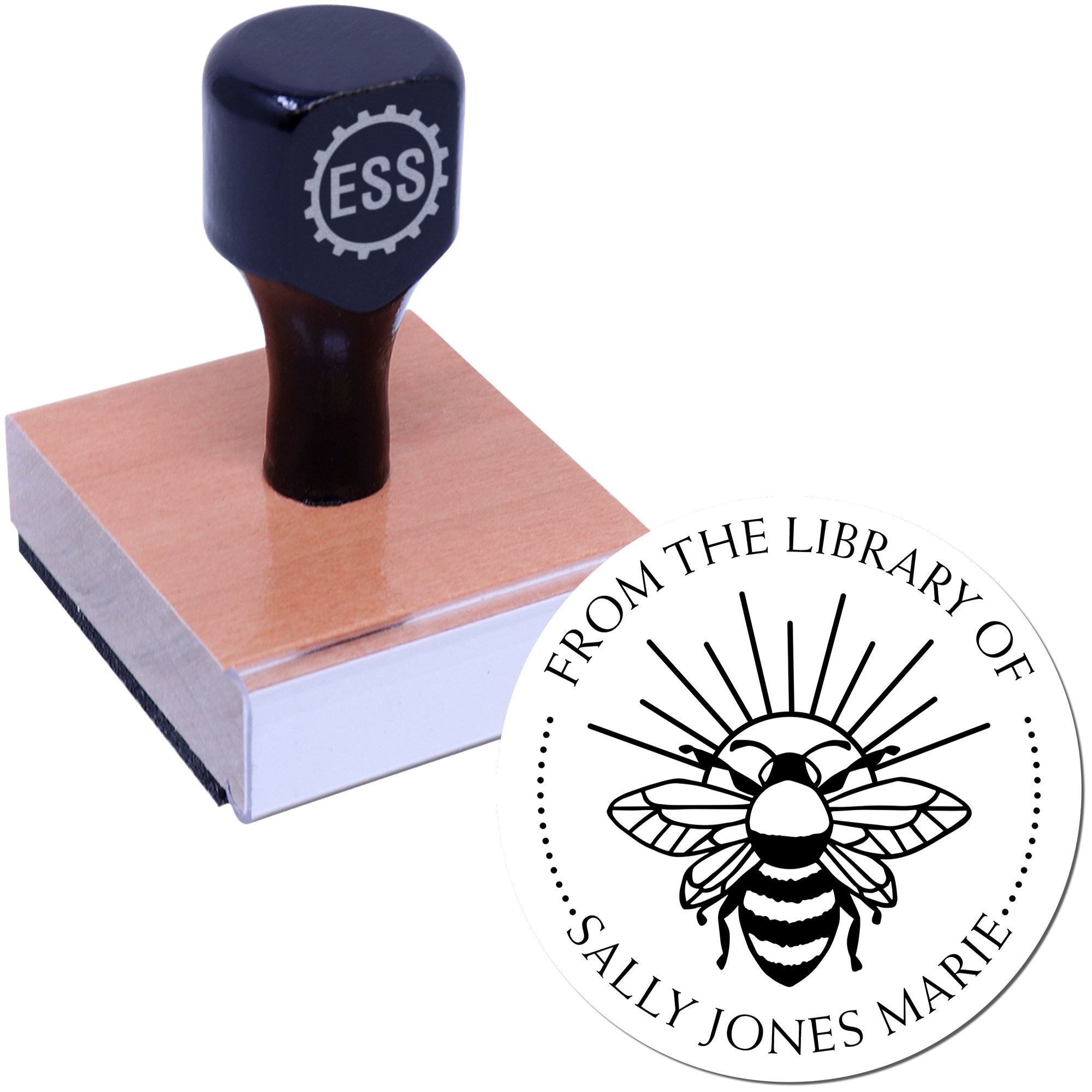 Wood Handle Ethereal Bee Custom Bibliophile Stamp - Engineer Seal Stamps