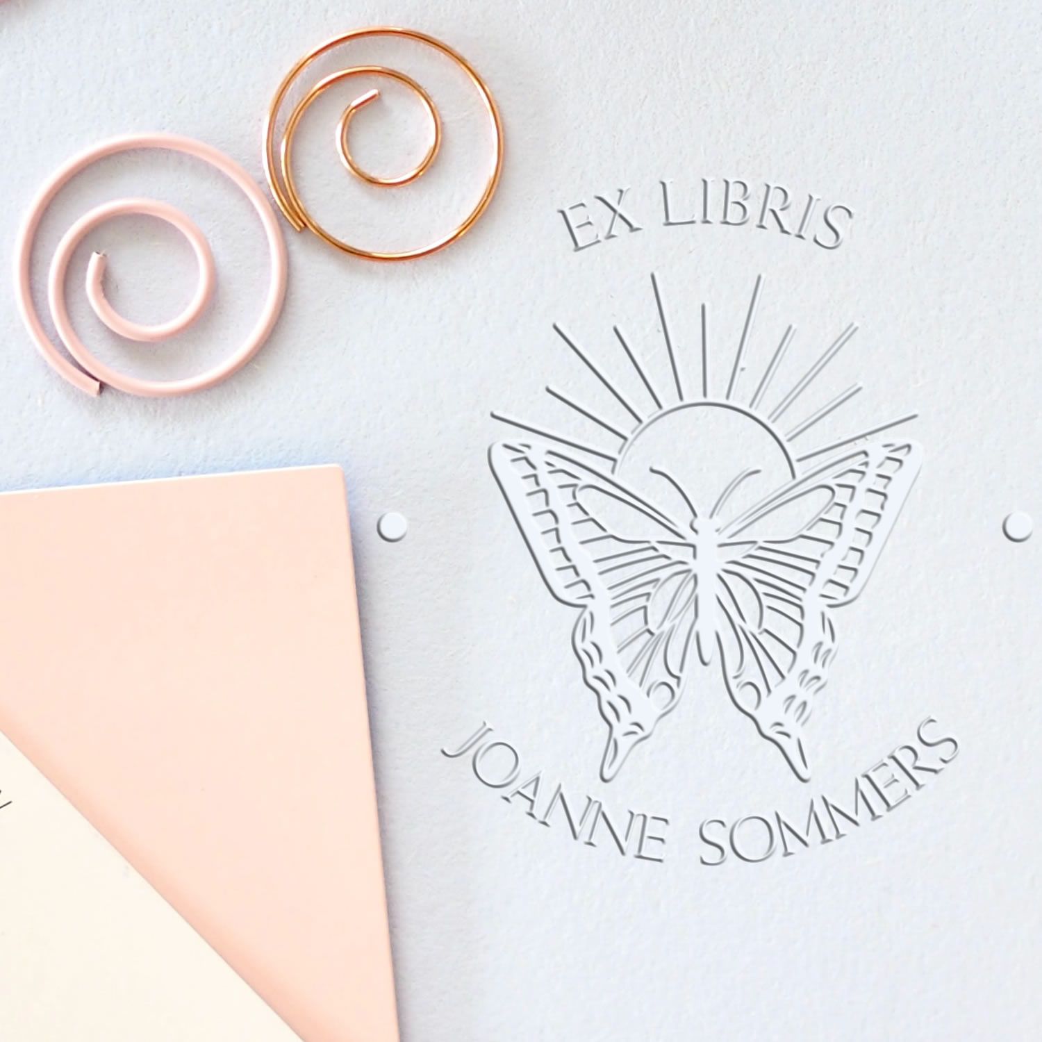 Desk Scintillating Butterfly Custom Made Book Property Embossed Stamp - Engineer Seal Stamps