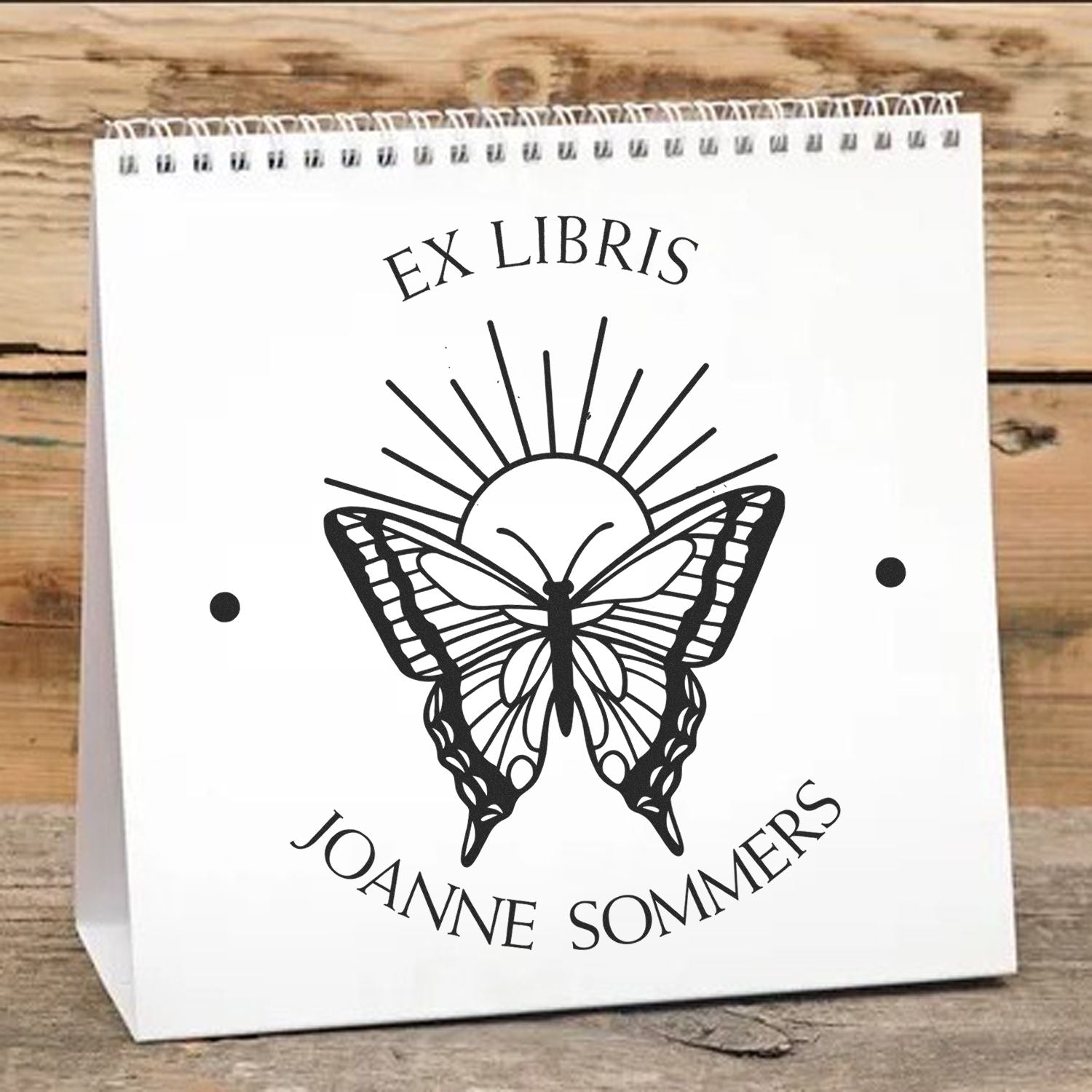 Wood Handle Scintillating Butterfly Custom Bibliophile Stamper
