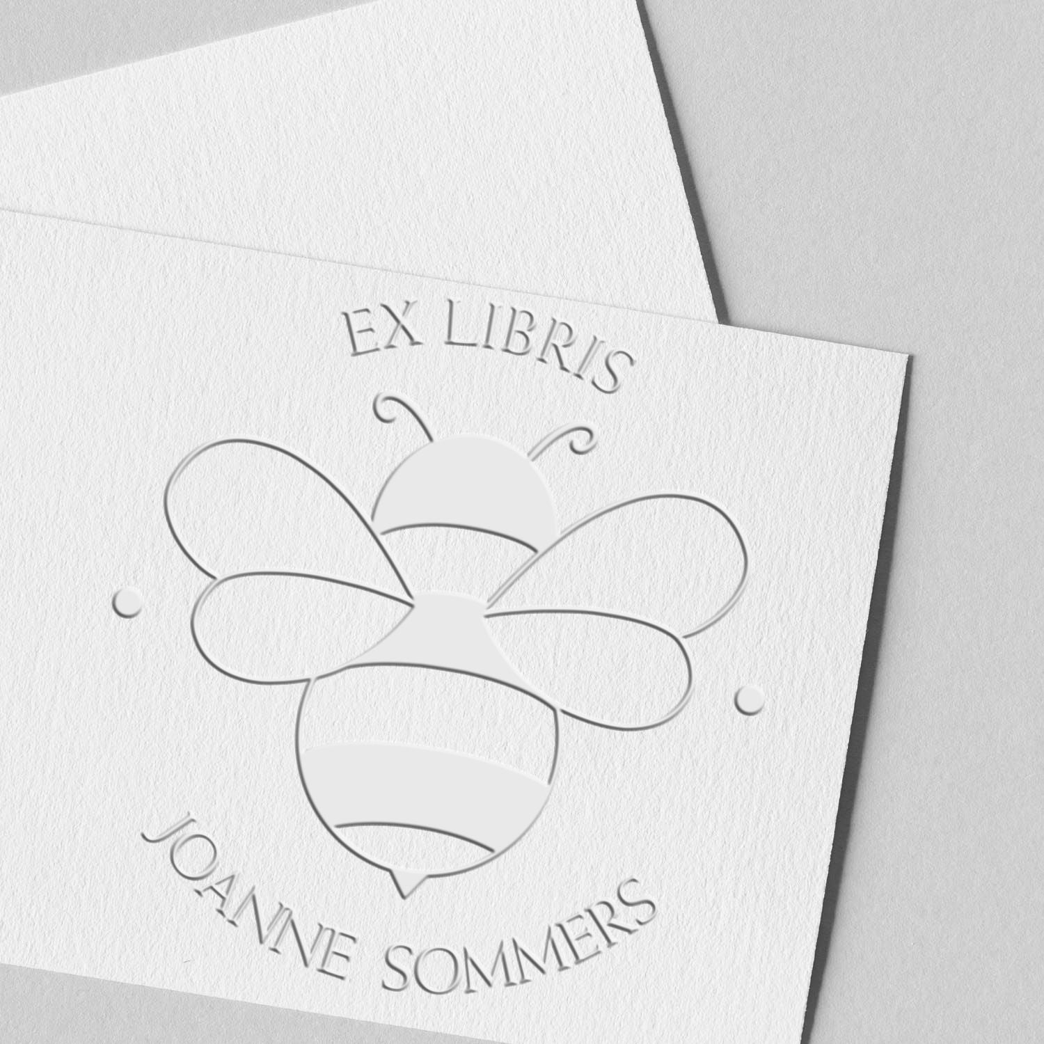 Soft Adorable Bee Custom Private Library Embossed Stamp