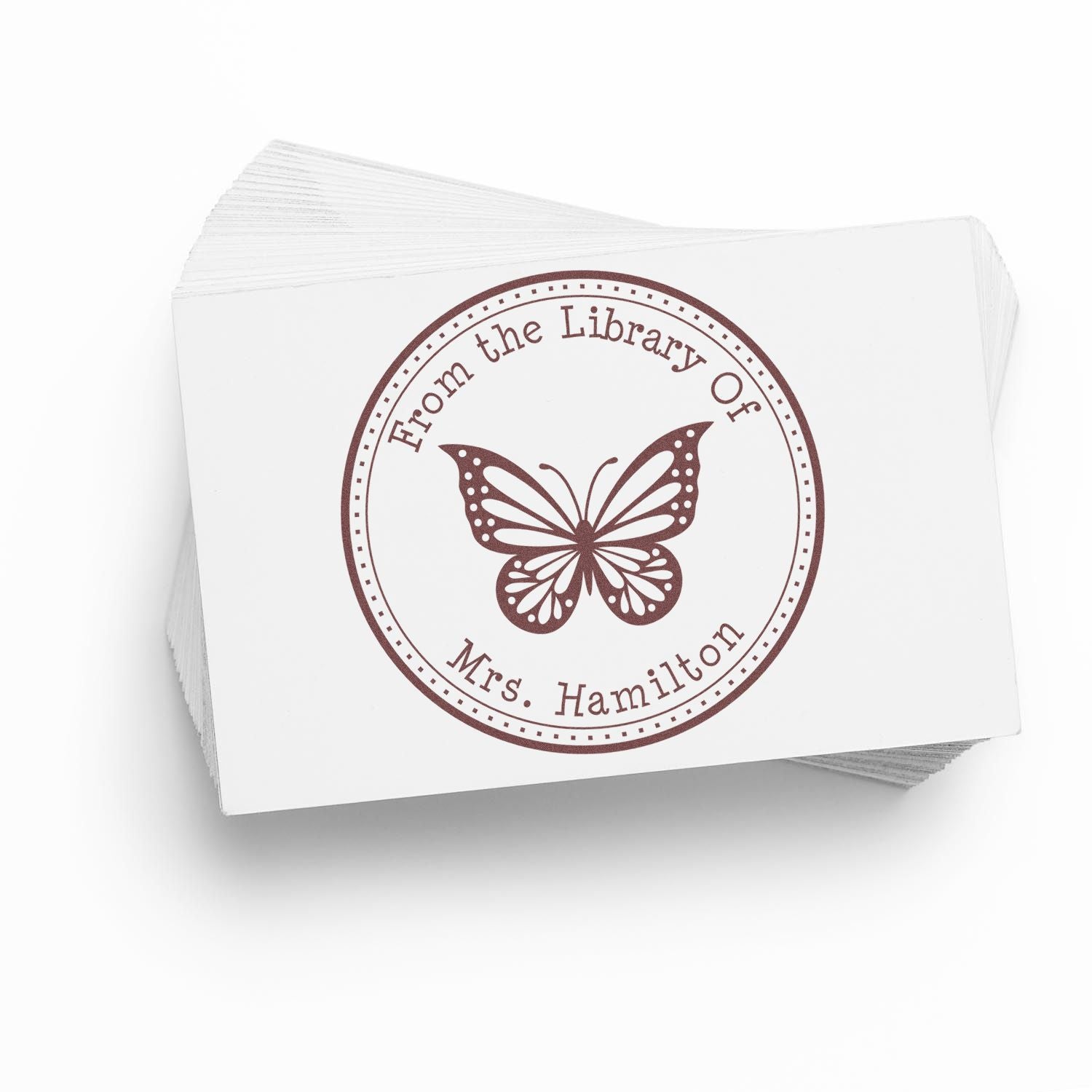 Wood Handle Swoon-worthy Butterfly Custom Book Belongs to Stamp - Engineer Seal Stamps