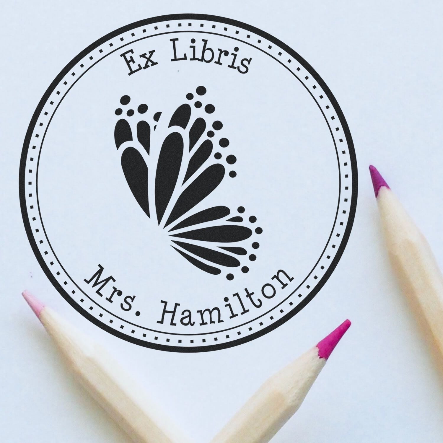 PSI Pre-Inked Zesty Butterfly Custom Made Name Inscription Stamper - Engineer Seal Stamps