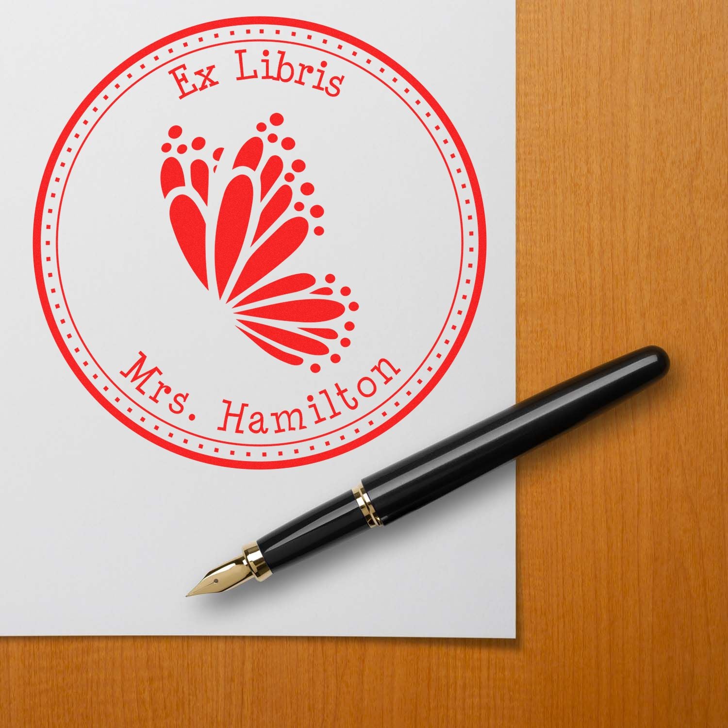 Pre-Inked Zesty Butterfly Personalized Library Collection Stamper - Engineer Seal Stamps