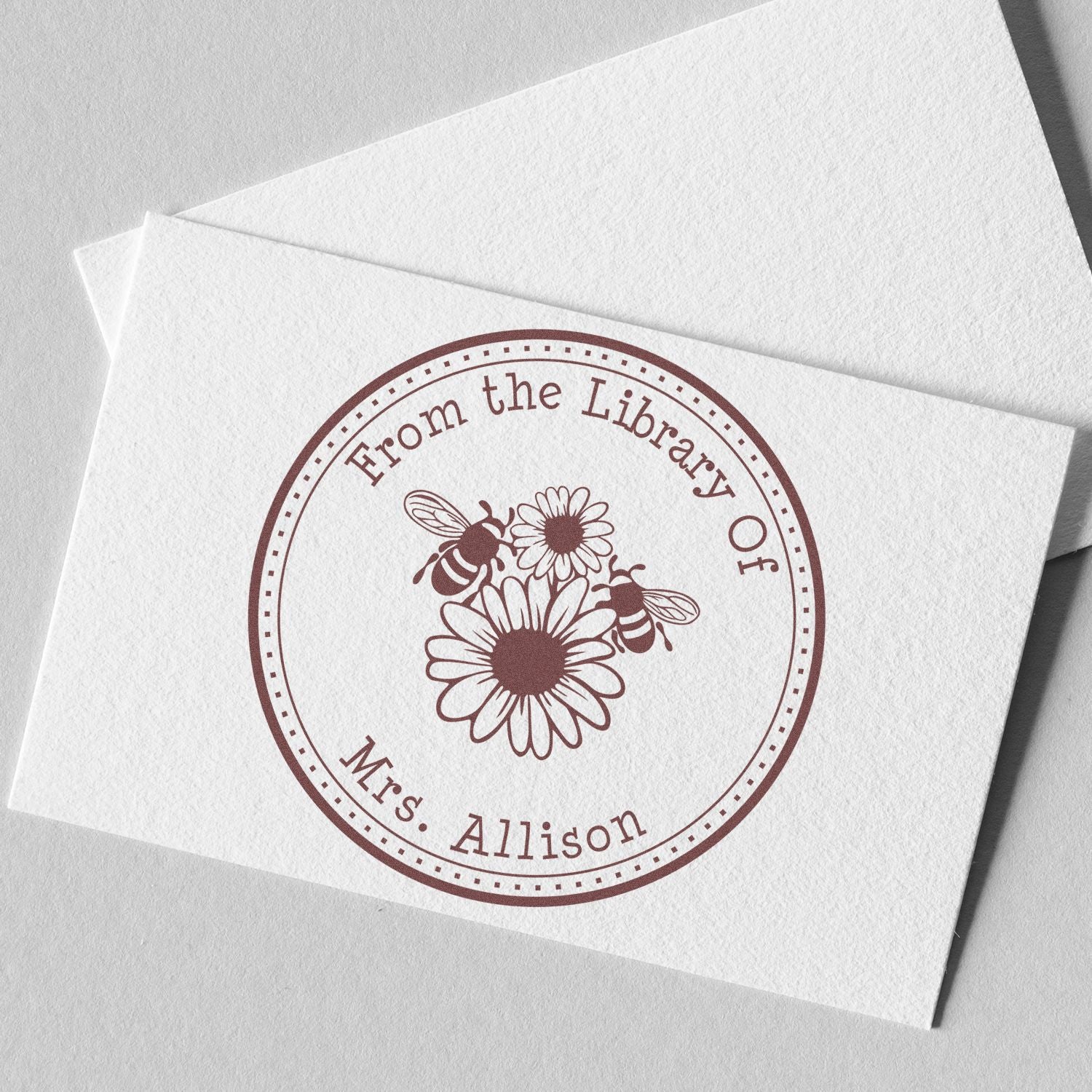 Pre-Inked Mesmerizing Bees Personalized Library Name Stamp - Engineer Seal Stamps