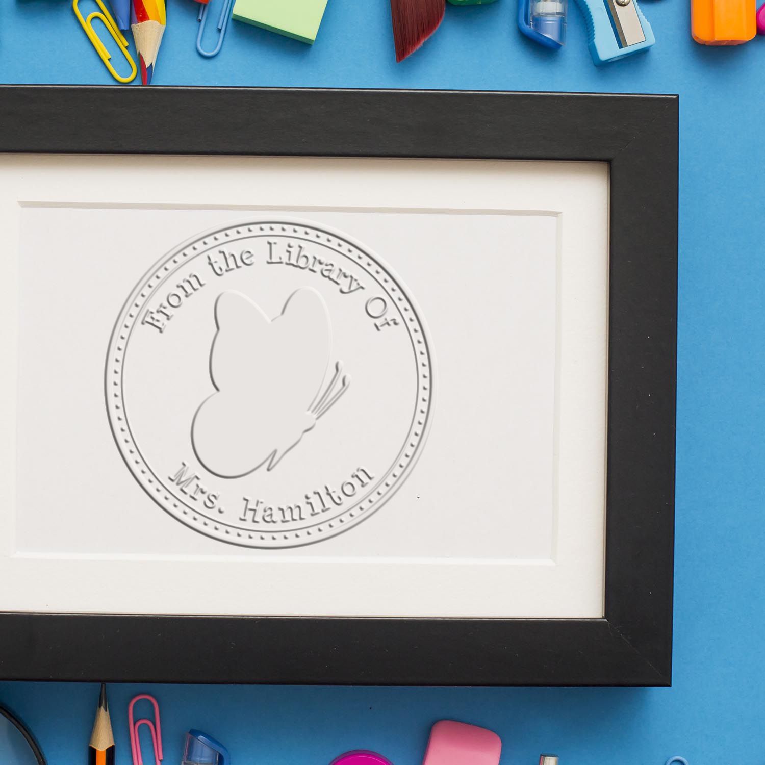 Hybrid Alluring Butterfly Custom Made Book Embossing Stamp - Engineer Seal Stamps