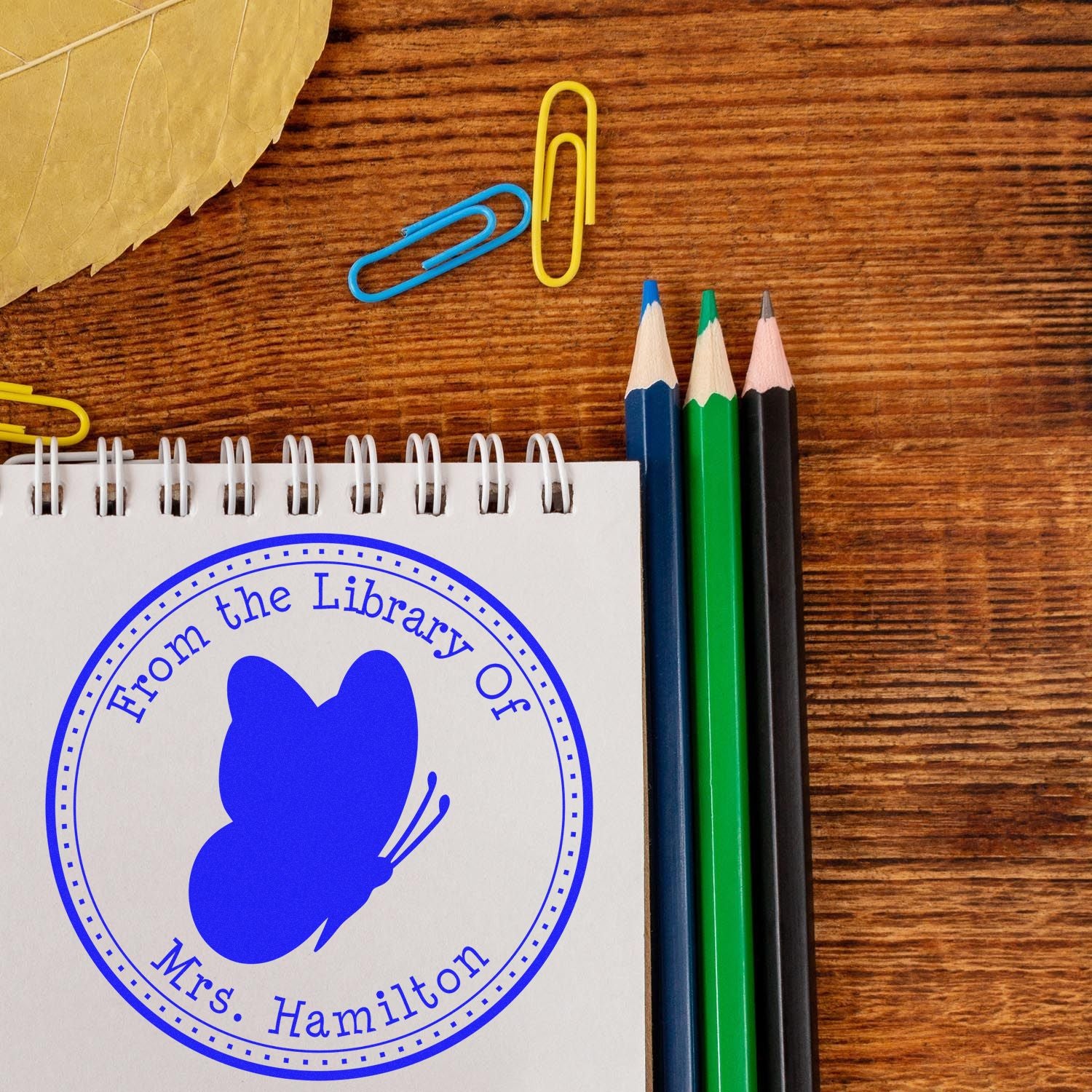 Self-Inking Alluring Butterfly Custom This Book Belongs To Stamp - Engineer Seal Stamps