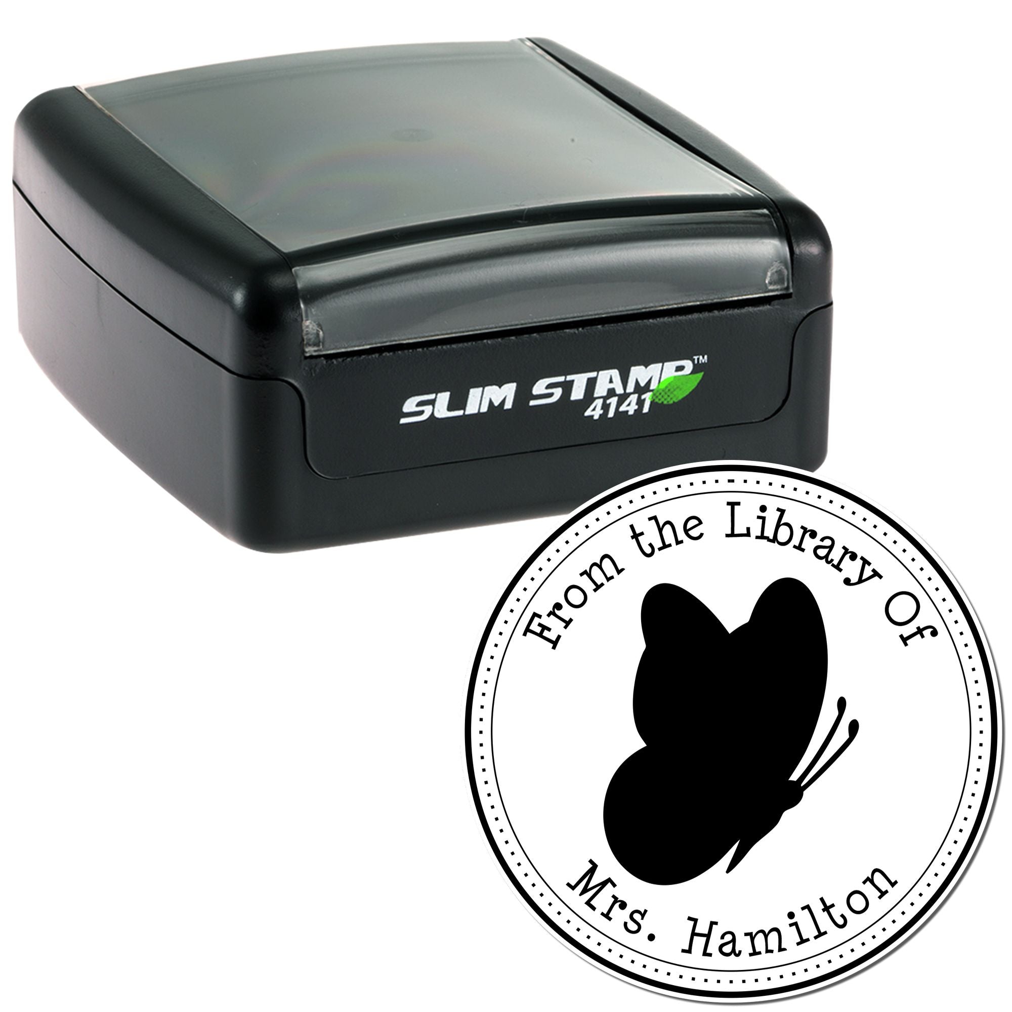 Pre-Inked Alluring Butterfly Personalized Library Of Stamp - Engineer Seal Stamps
