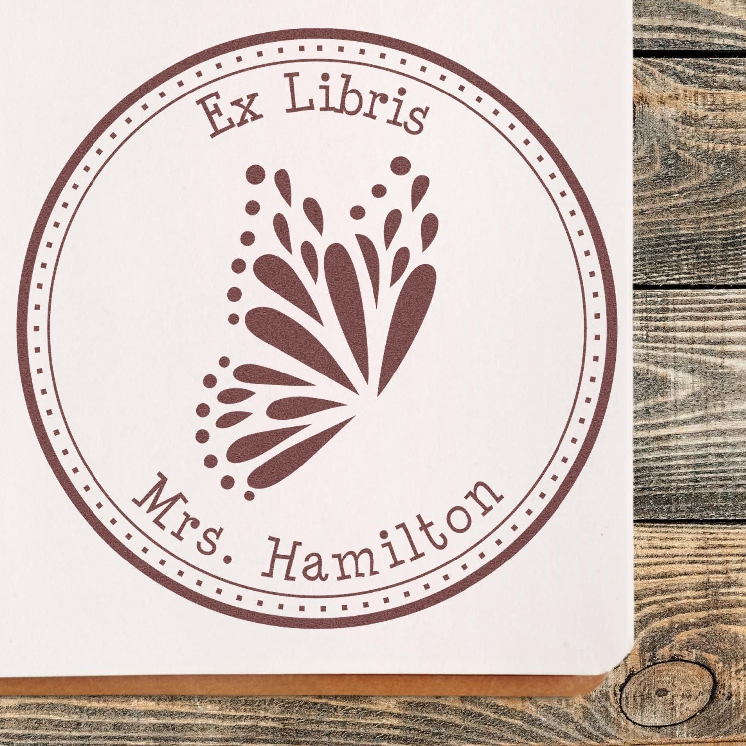Pre-Inked Elegant Butterfly Personalized Library Of Stamper - Engineer Seal Stamps