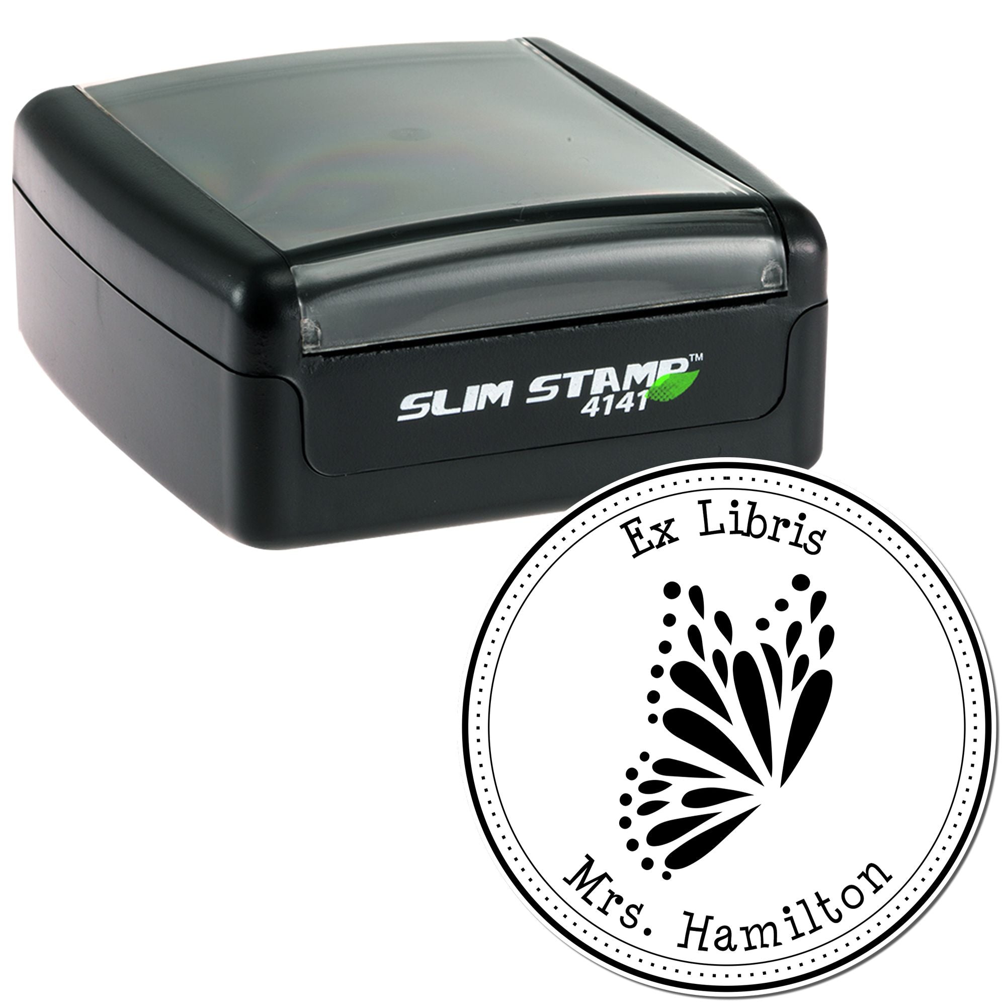 Pre-Inked Elegant Butterfly Personalized Library Of Stamper - Engineer Seal Stamps