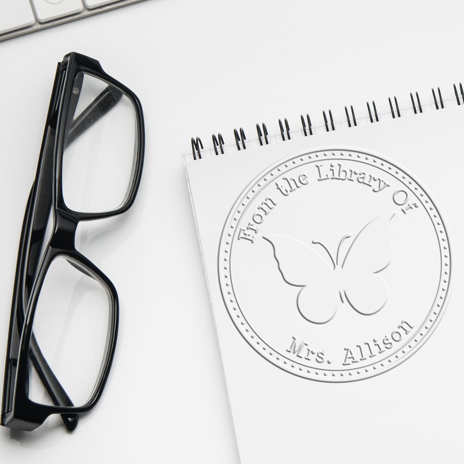 Soft Serene Butterfly Custom Read It Embossing Seal