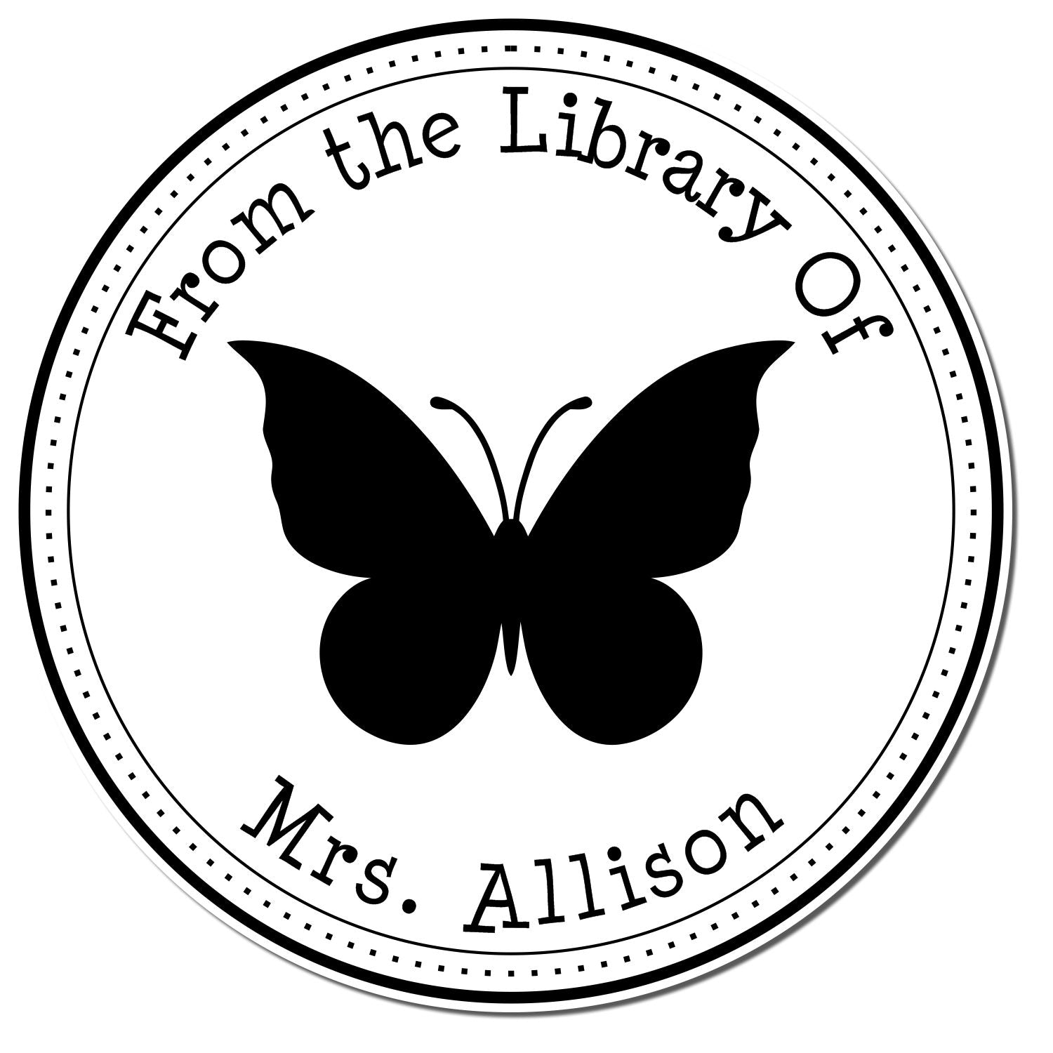 PSI Pre-Inked Serene Butterfly Custom Made Private Library Stamper - Engineer Seal Stamps