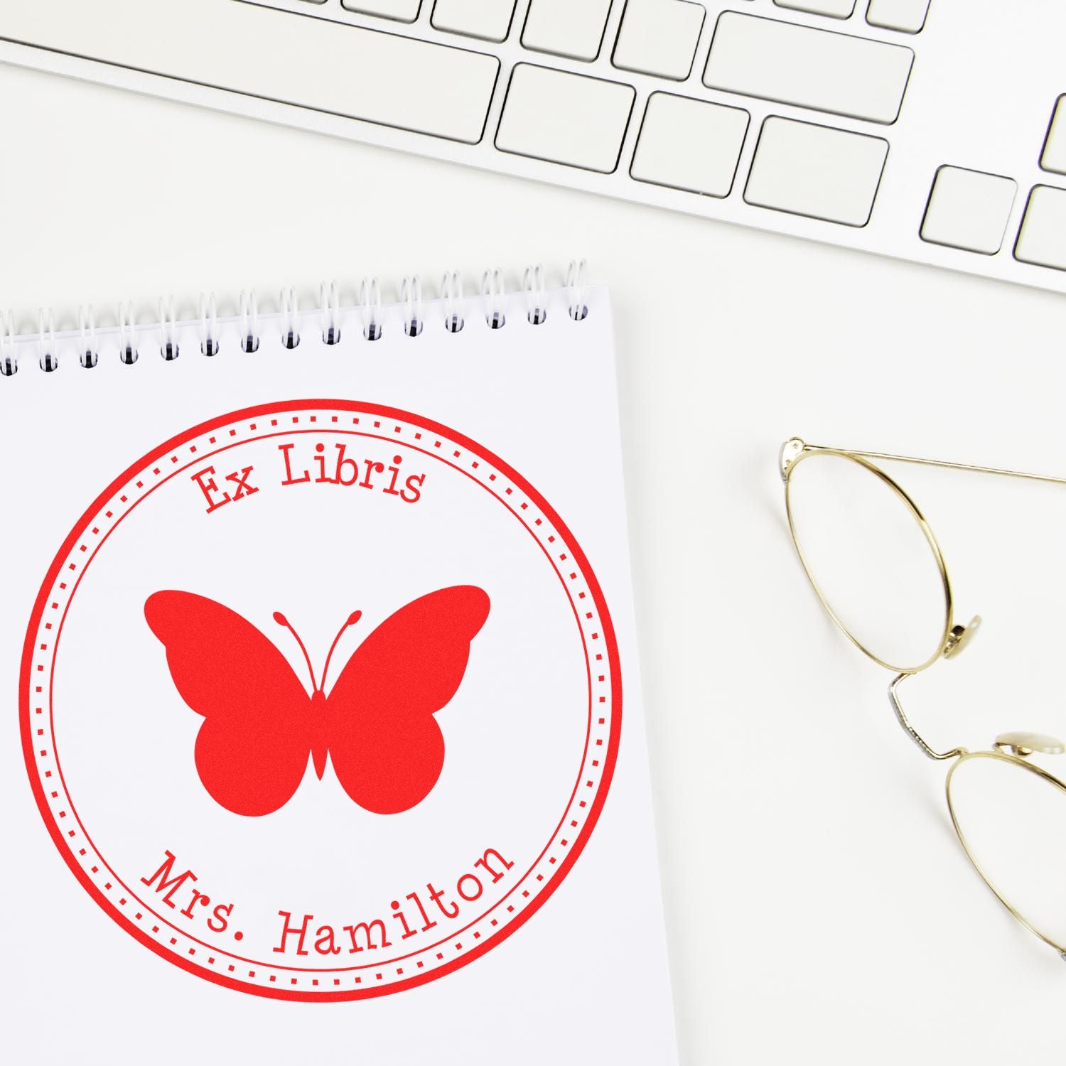 Self-Inking Colorful Butterfly Custom Made Bibliophile Stamp - Engineer Seal Stamps