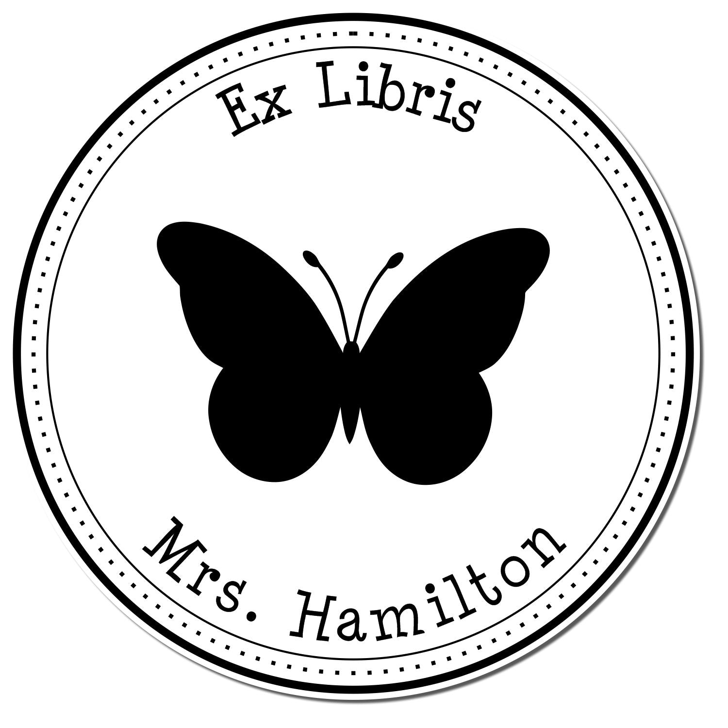 Pre-Inked Colorful Butterfly Personalized My Library Stamp - Engineer Seal Stamps