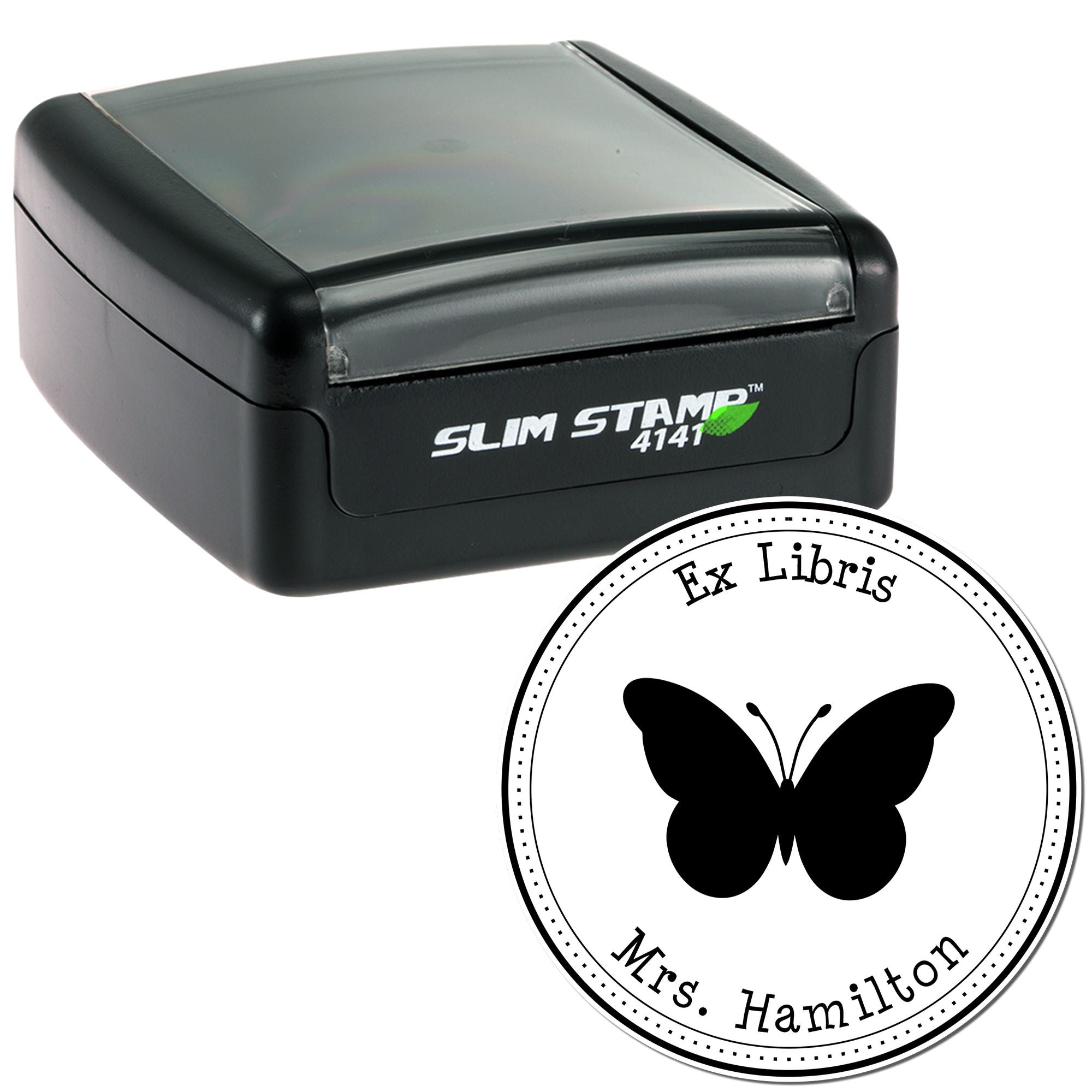 Pre-Inked Colorful Butterfly Personalized My Library Stamp - Engineer Seal Stamps