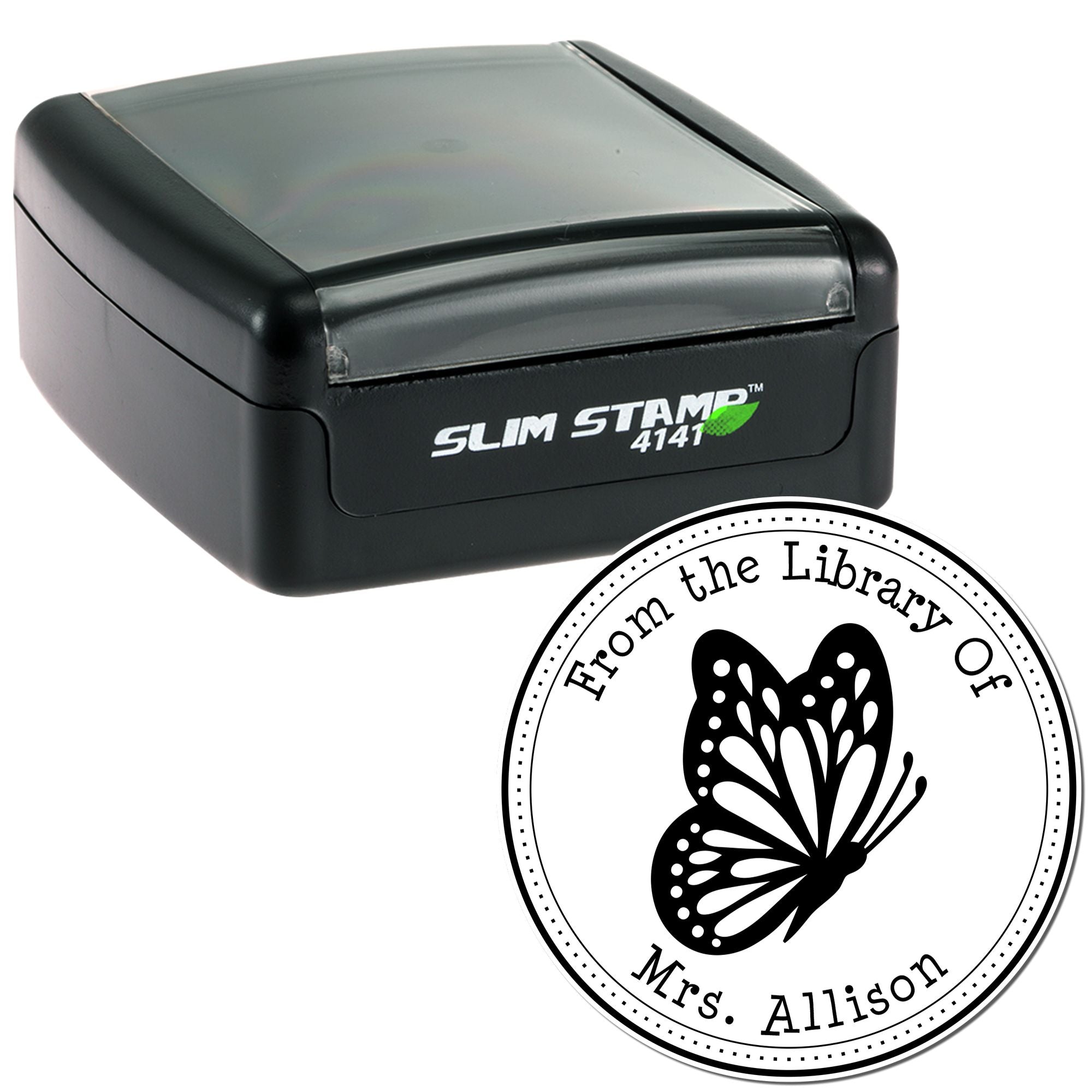 Pre-Inked Delicate Butterfly Personalized Name Stamp - Engineer Seal Stamps