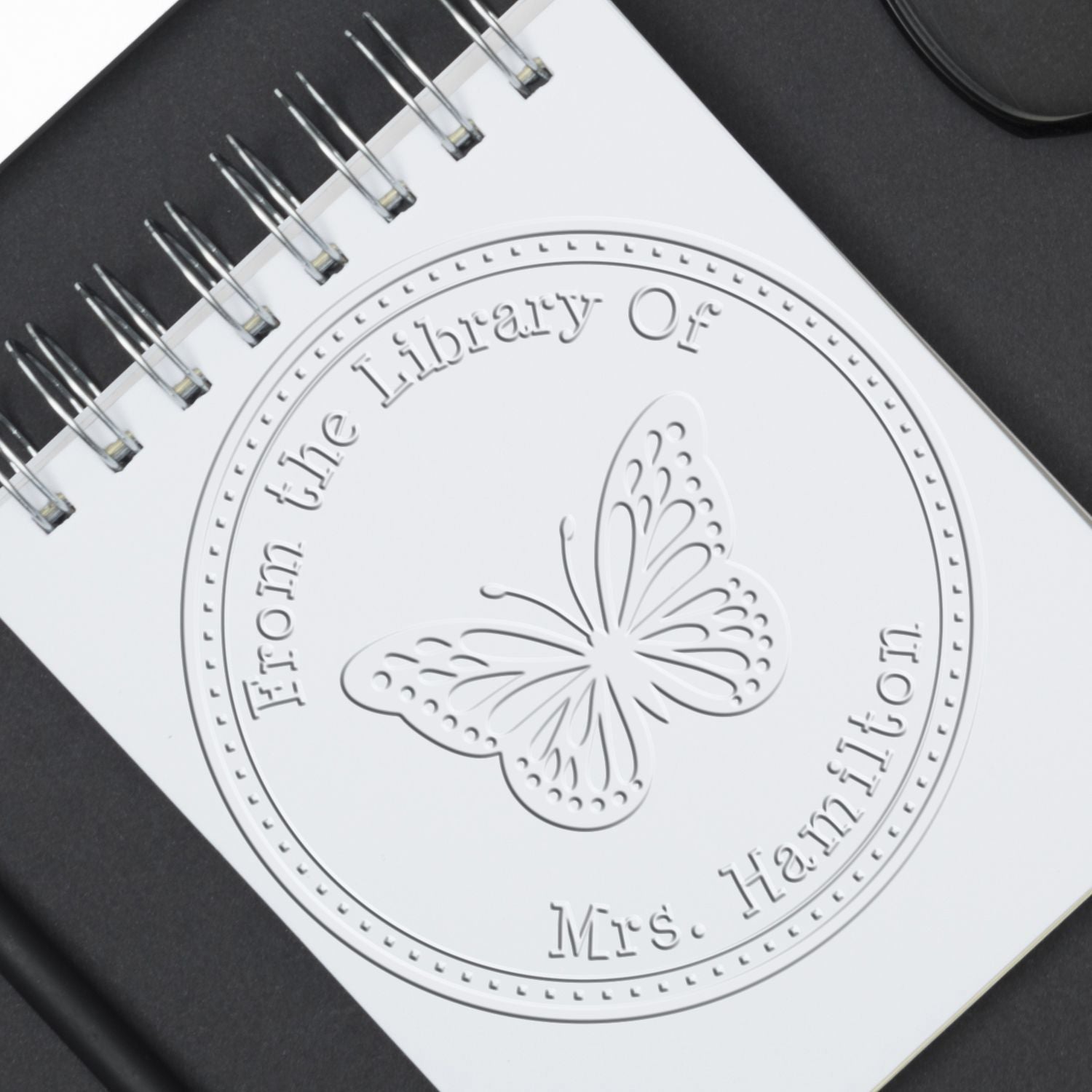 Soft Vibrant Butterfly Custom Read It Love It Embossed Stamp