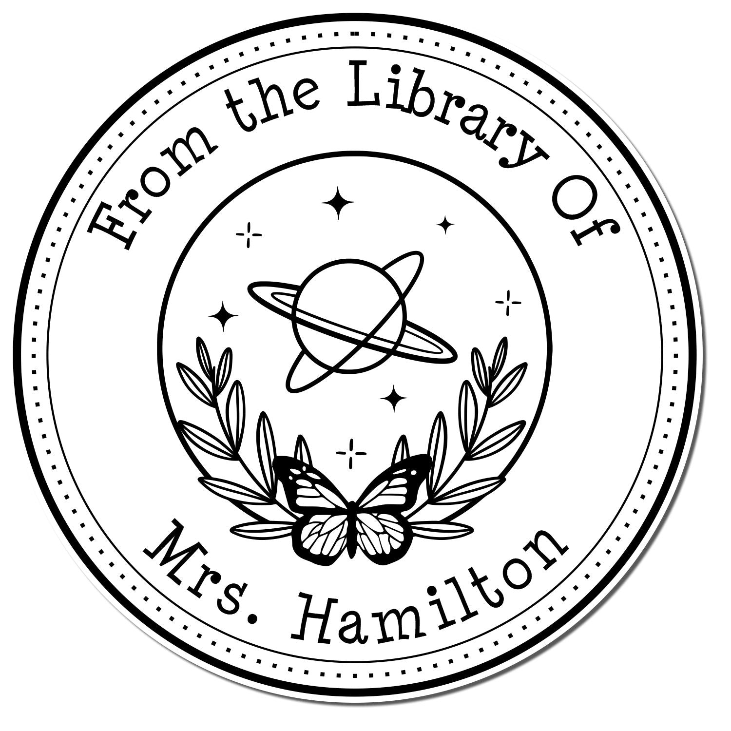 Self-Inking Ethereal Planet Personalized Private Library Stamp - Engineer Seal Stamps