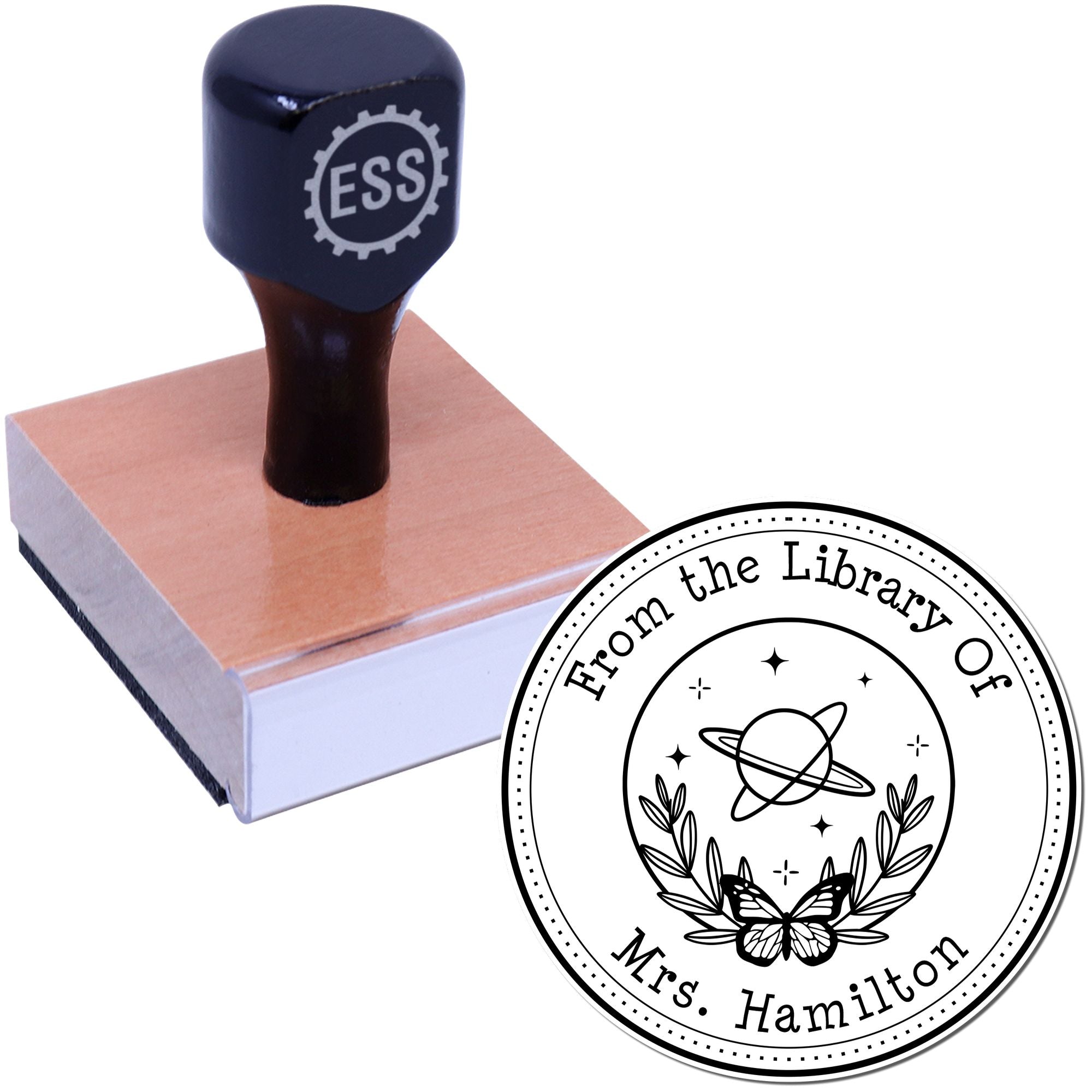 Wood Handle Ethereal Planet Personalized Belongs To Stamp - Engineer Seal Stamps