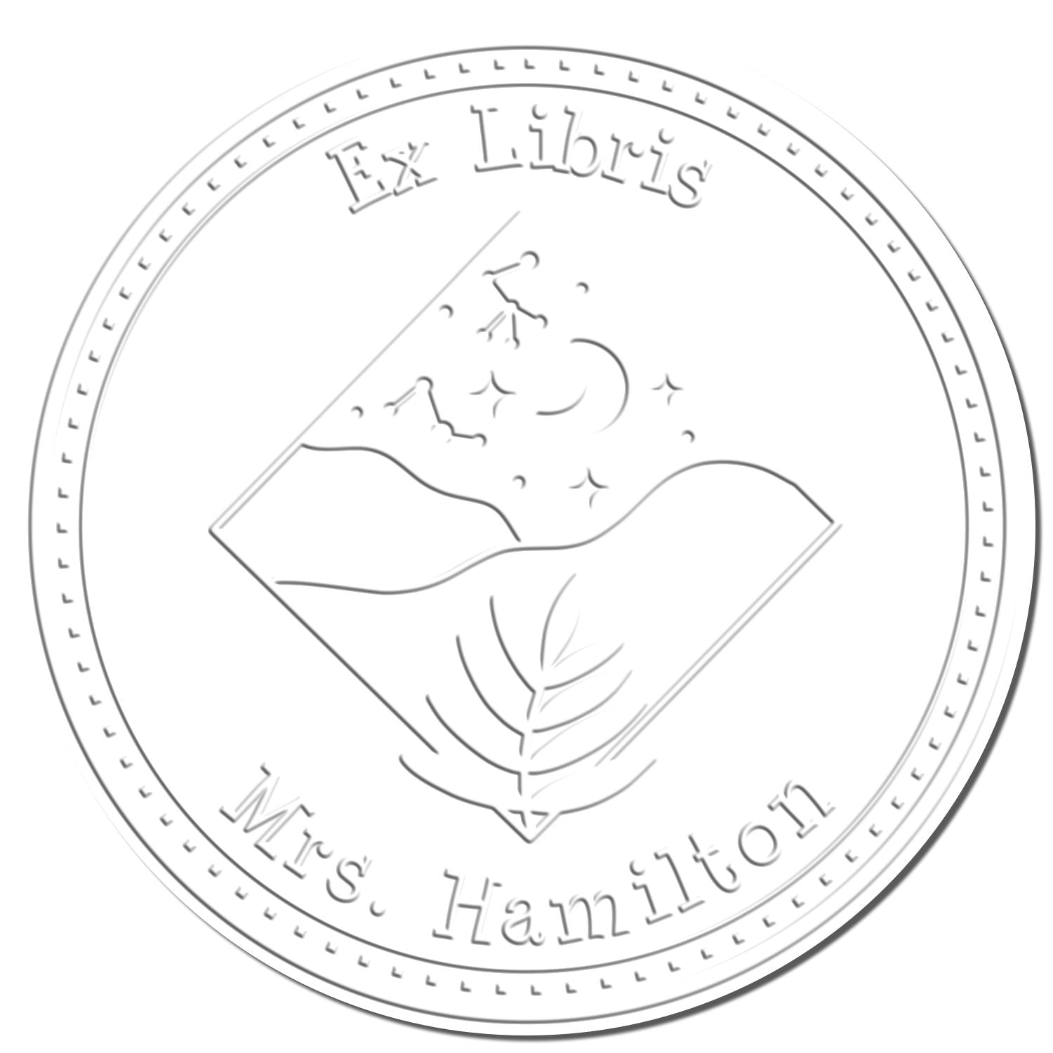 Hybrid Majestic Moon Personalized Bookplate Seal Press - Engineer Seal Stamps