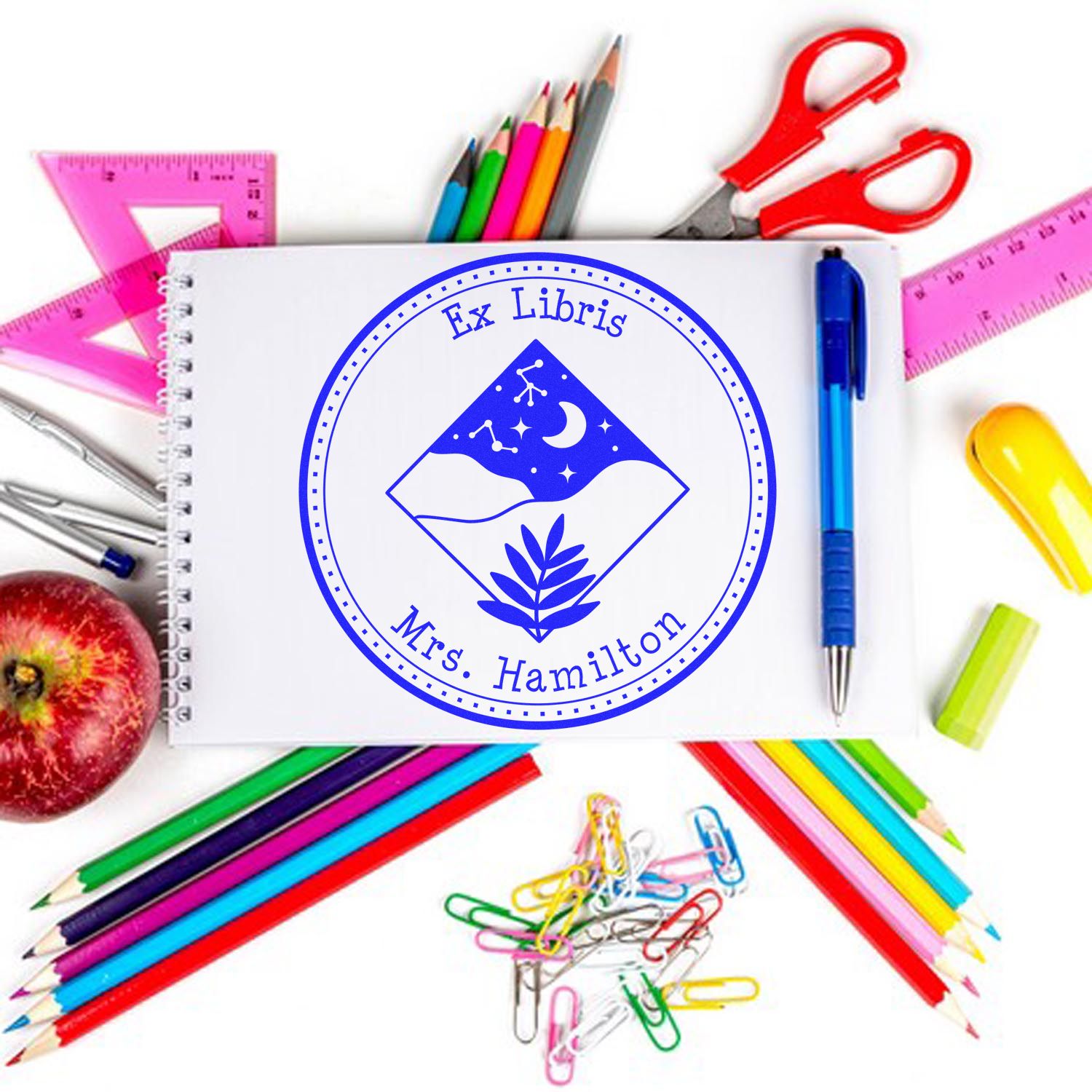 Wood Handle Majestic Moon Personalized Belongs To Stamper - Engineer Seal Stamps