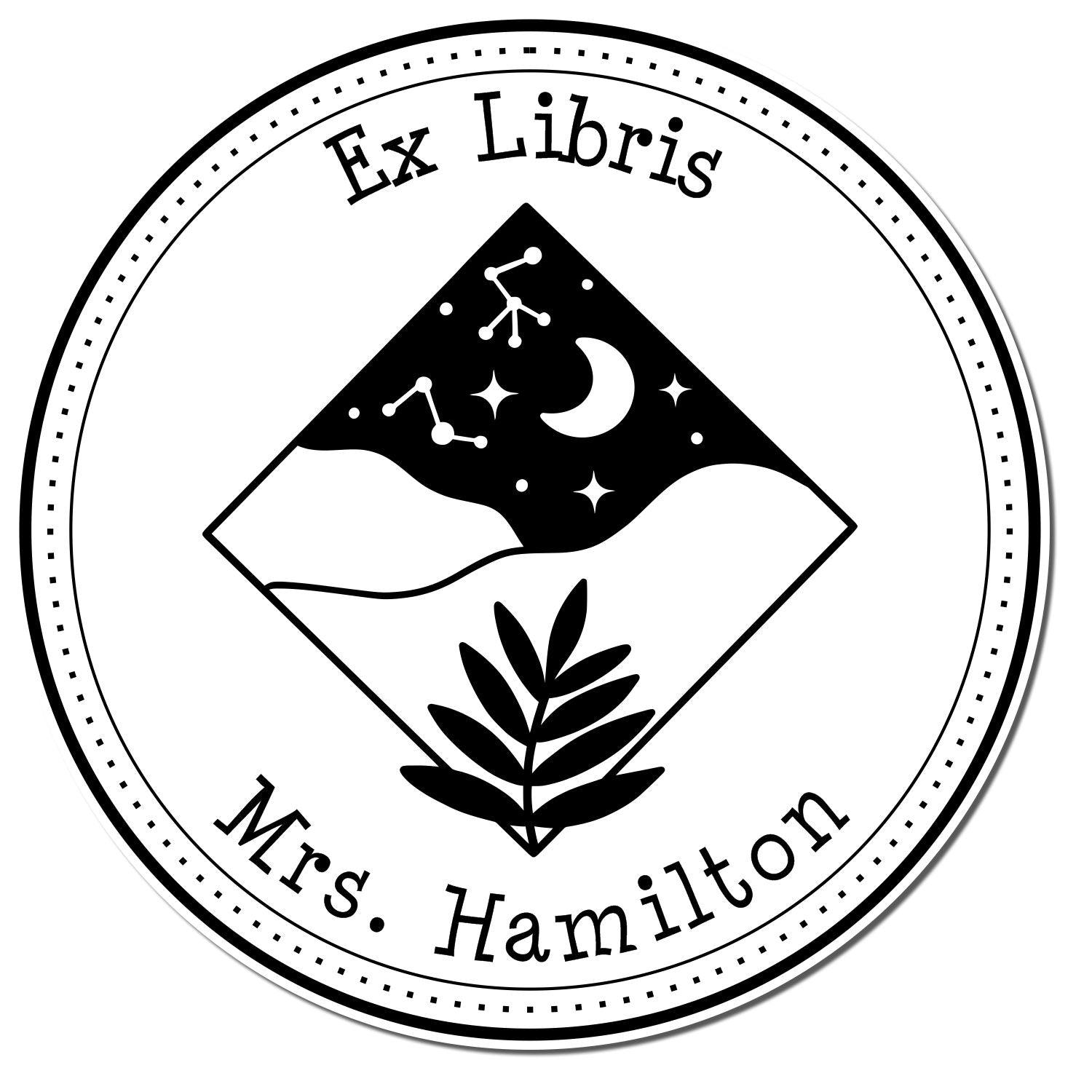 Self-Inking Majestic Moon Personalized Private Library Stamper - Engineer Seal Stamps