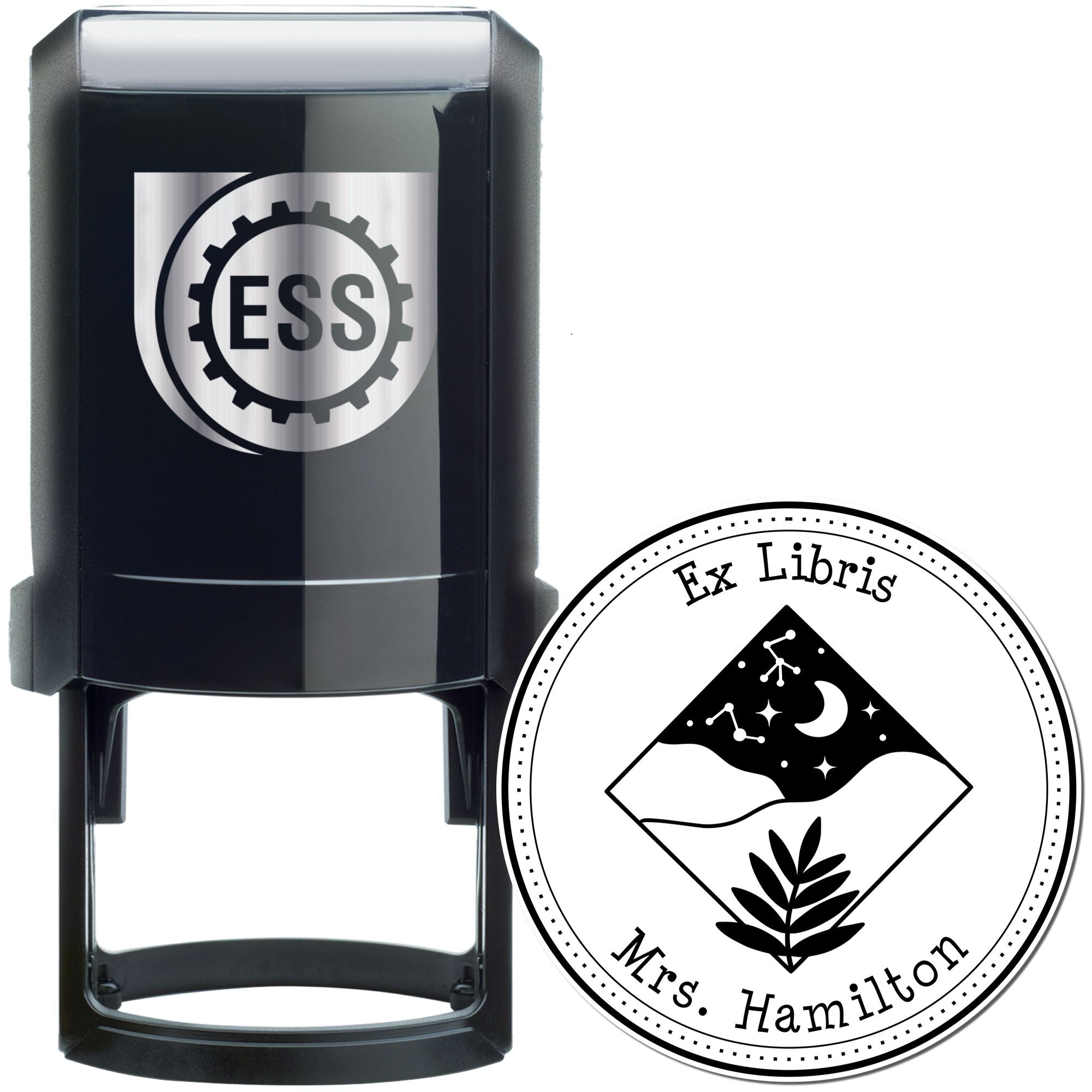 Self-Inking Majestic Moon Personalized Private Library Stamper - Engineer Seal Stamps