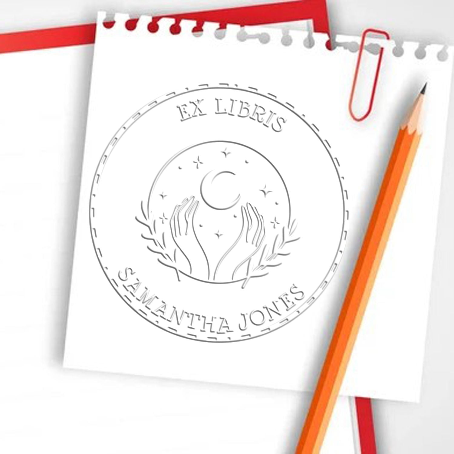 Hybrid Elegant Celestial Sphere Personalized Bookworm Embosser - Engineer Seal Stamps