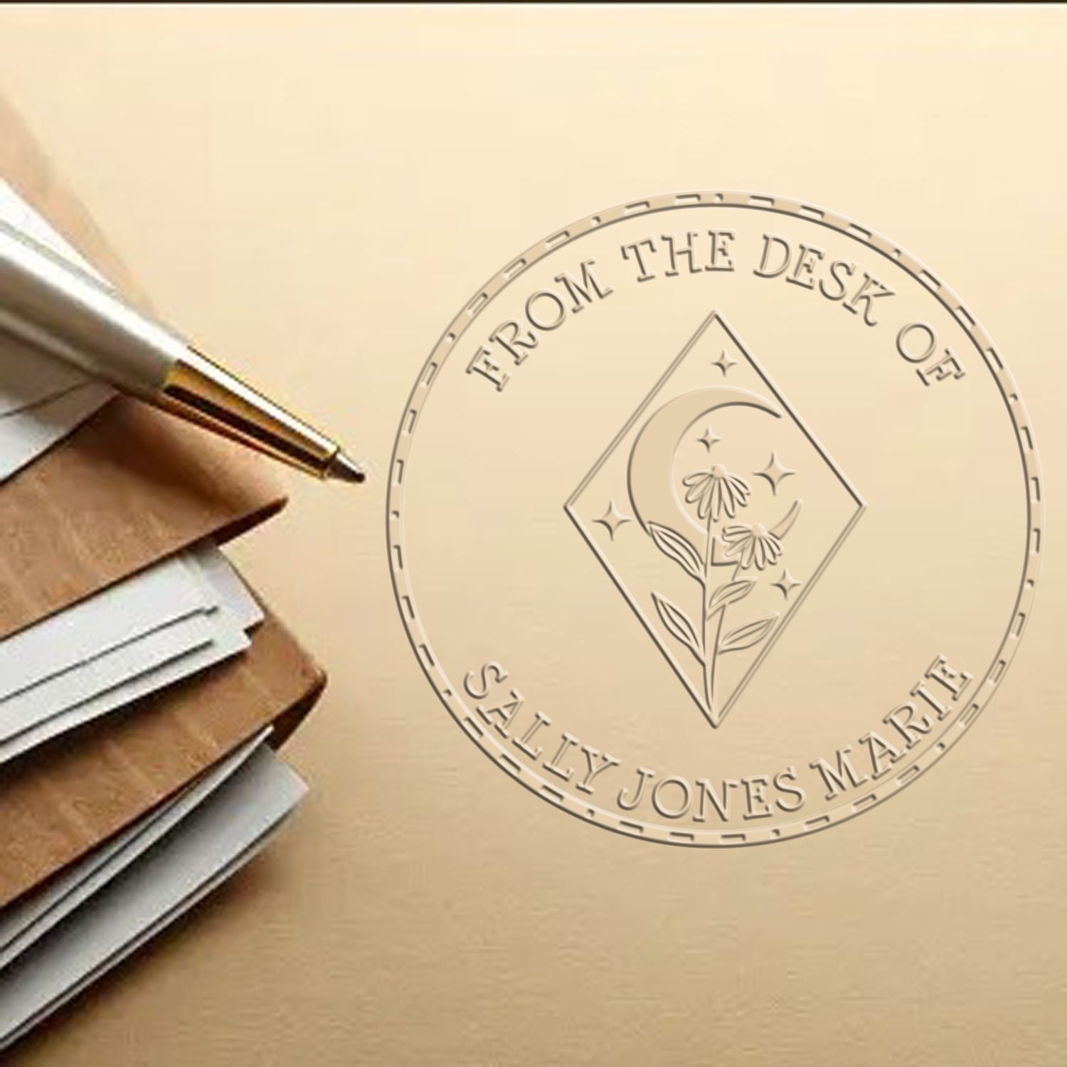 Soft Intricate Moon Personalized Book Belongs to Paper Embosser - Engineer Seal Stamps