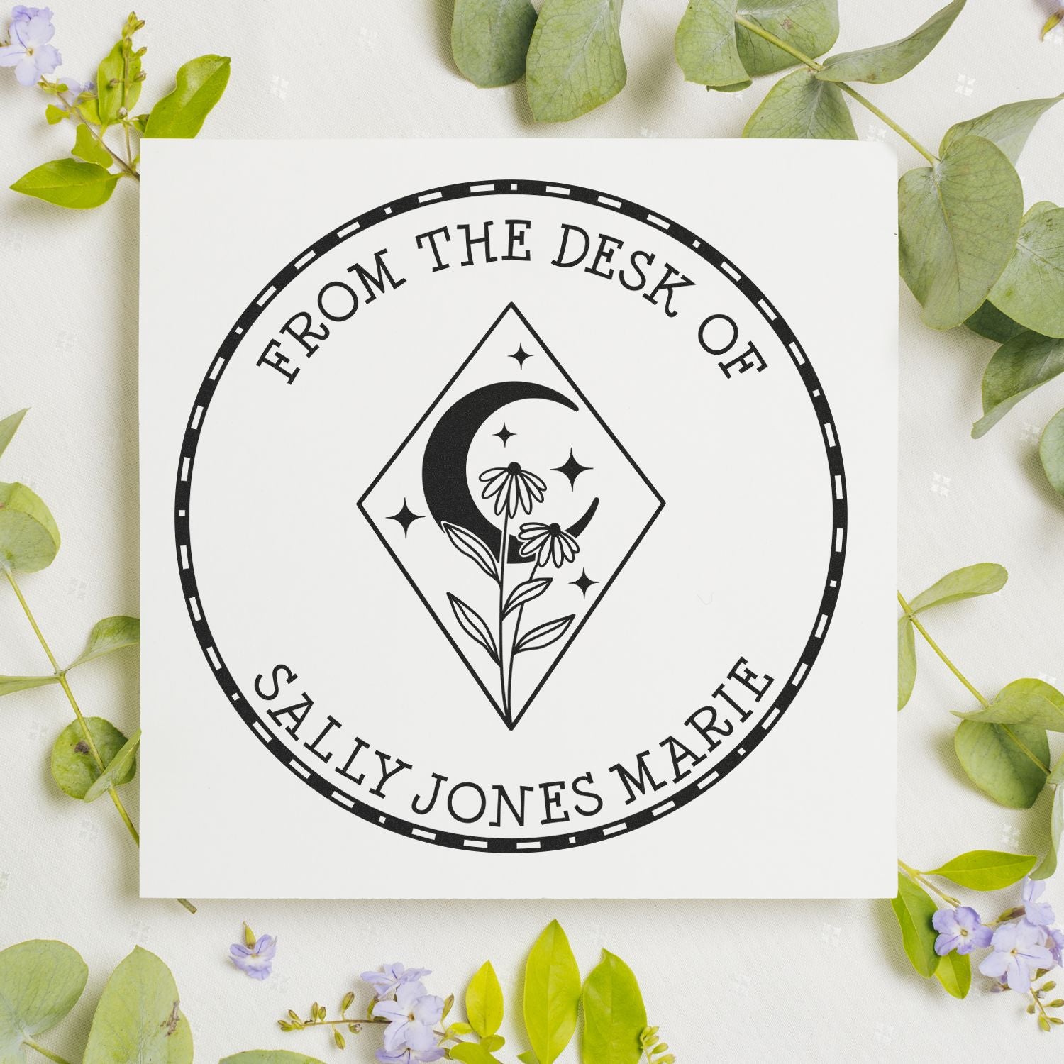 PSI Pre-Inked Intricate Moon Customized Name Stamp - Engineer Seal Stamps