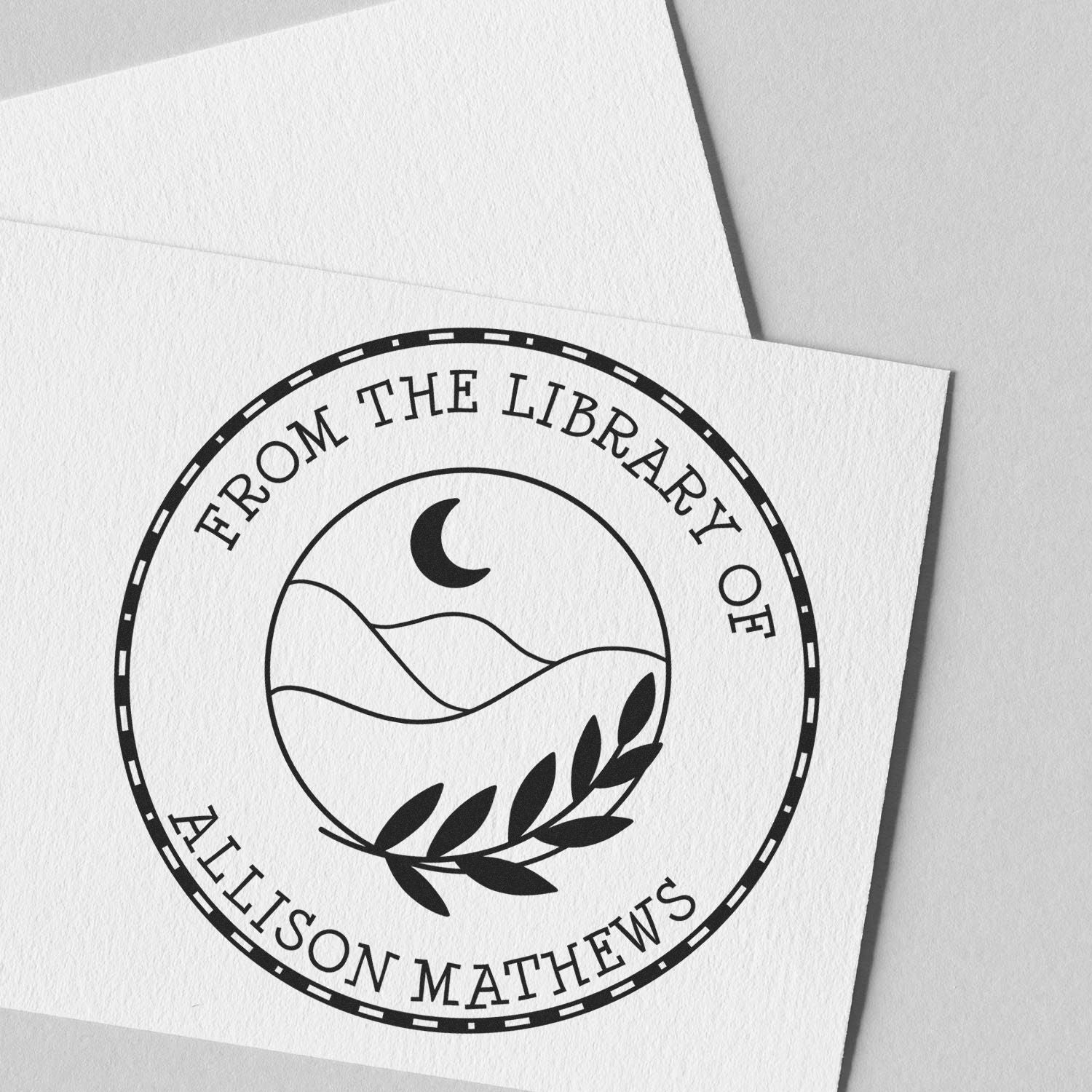 Pre-Inked Luminous Moon Personalized Library Stamper - Engineer Seal Stamps