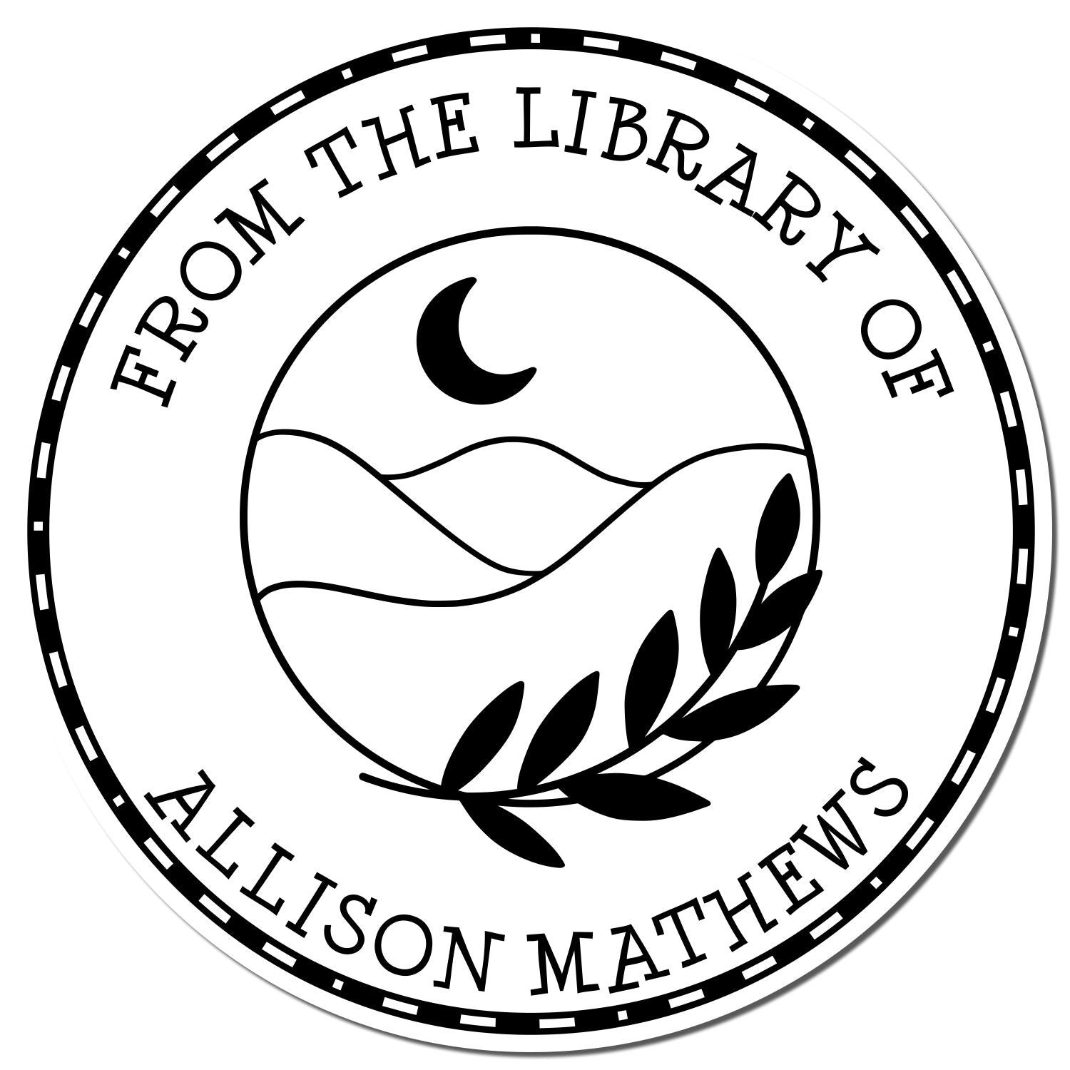 Pre-Inked Luminous Moon Personalized Library Stamper - Engineer Seal Stamps