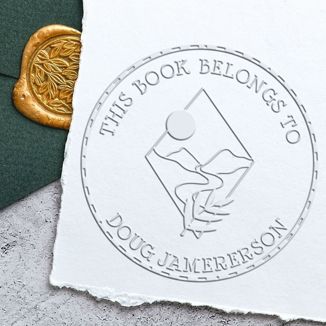 White embossed bookplate seal reading This Book Belongs to Doug Jamerson beside a gold wax stamp on dark green.