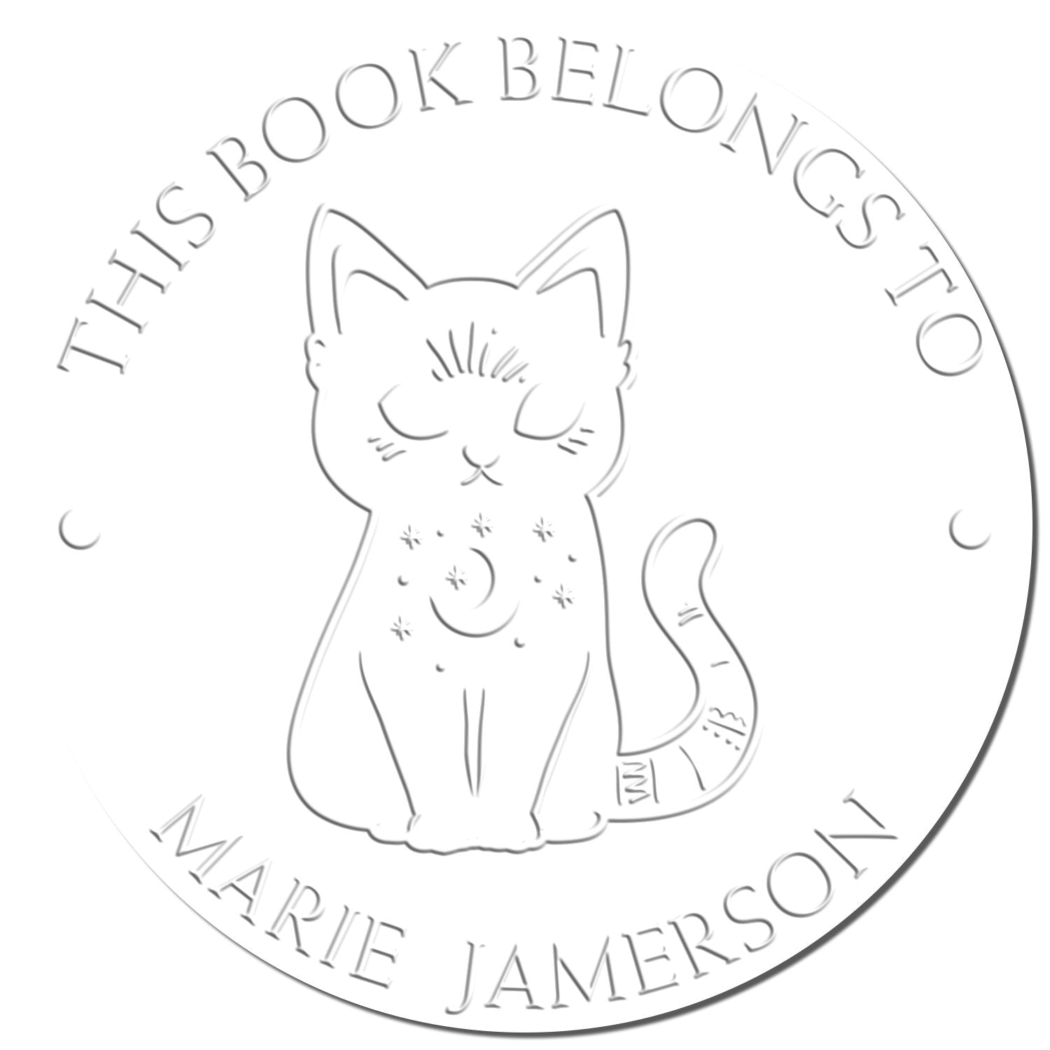 Desk Mesmerizing Cat Personalized Name Embossing Stamp - Engineer Seal Stamps