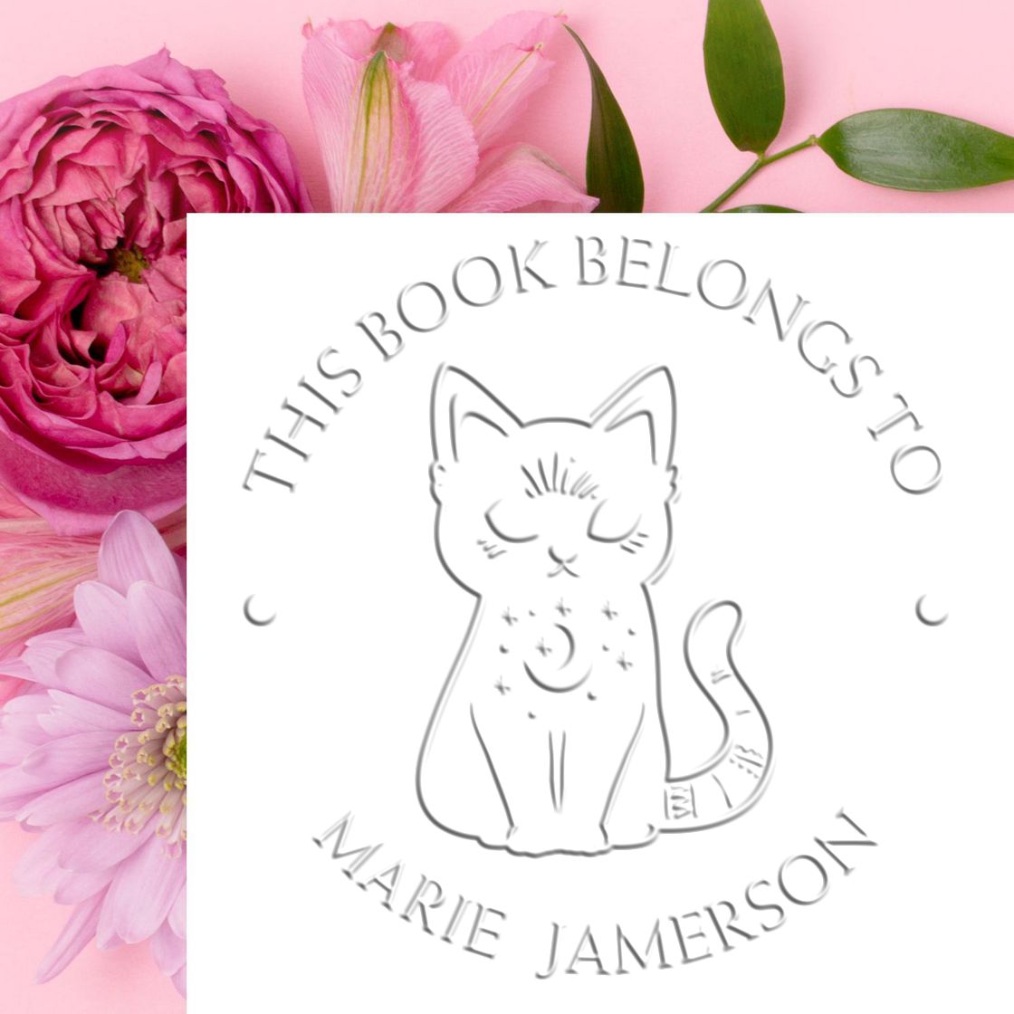 Desk Mesmerizing Cat Personalized Name Embossing Stamp - Engineer Seal Stamps