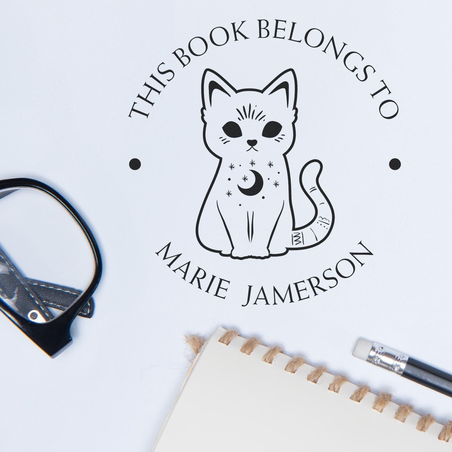 Self-Inking Mesmerizing Cat Personalized Read It Love It Return It Stamper - Engineer Seal Stamps