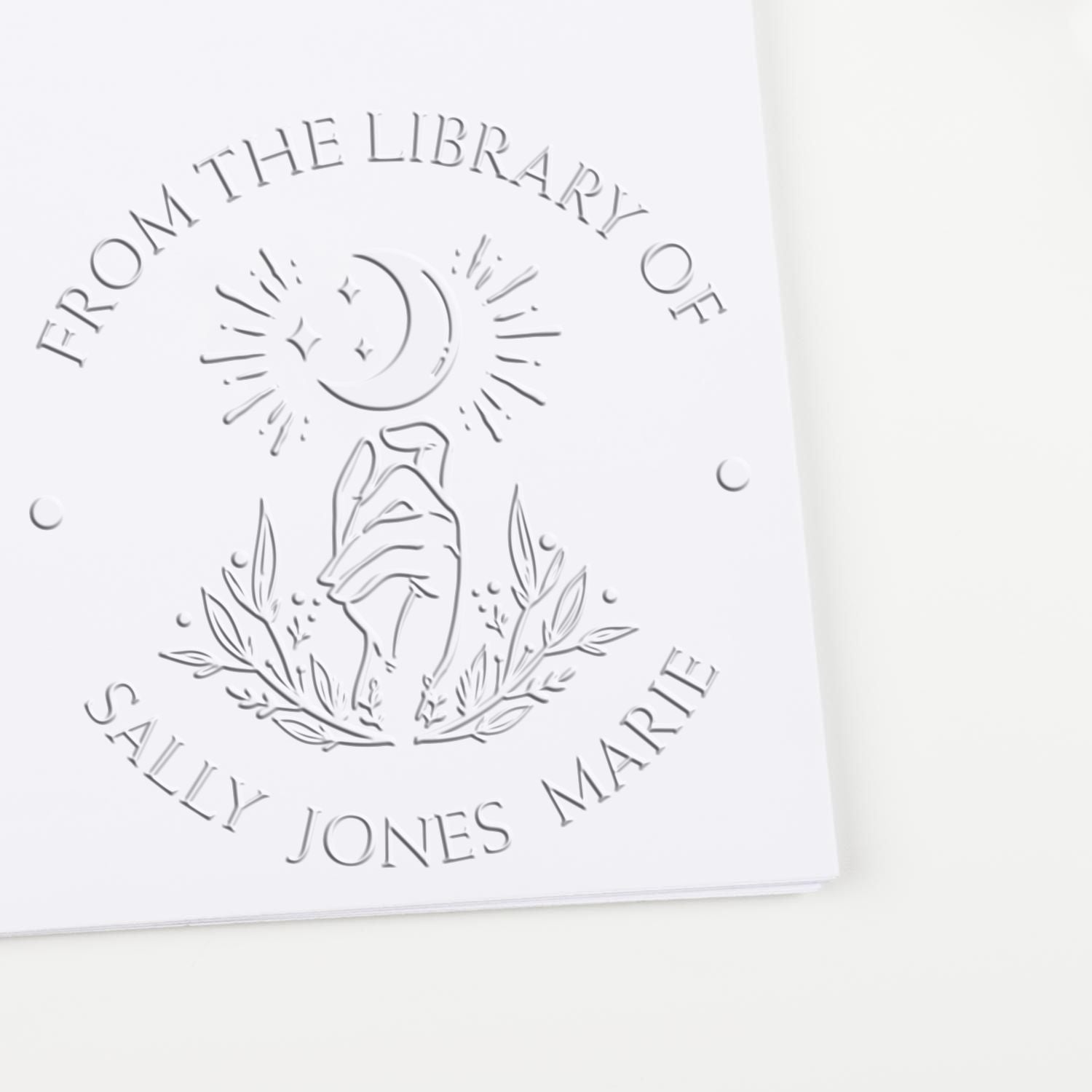 Soft Divine Moon Personalized Book Library Embossing Seal