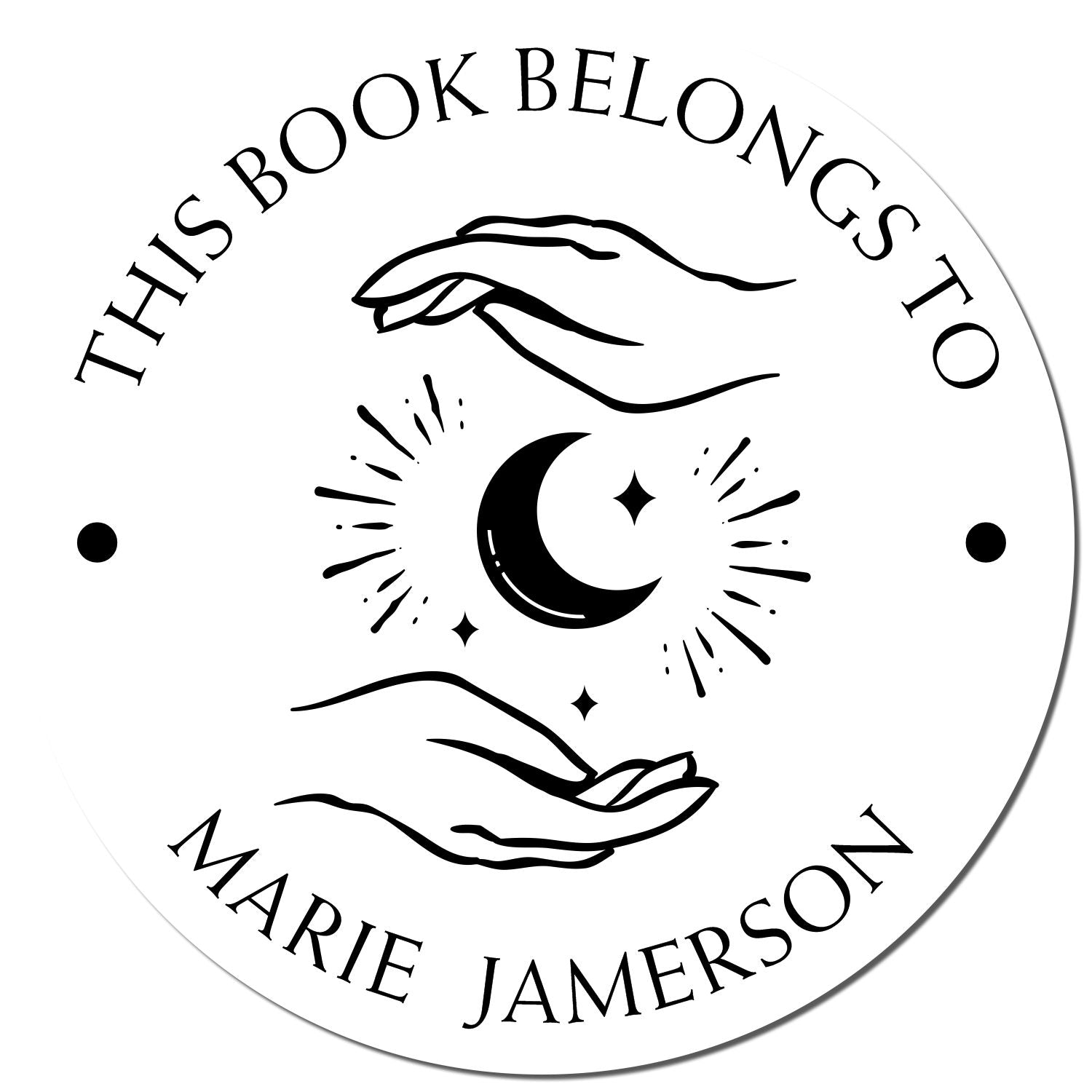 Pre-Inked Enchanting Moon Personalized Library Name Stamper - Engineer Seal Stamps