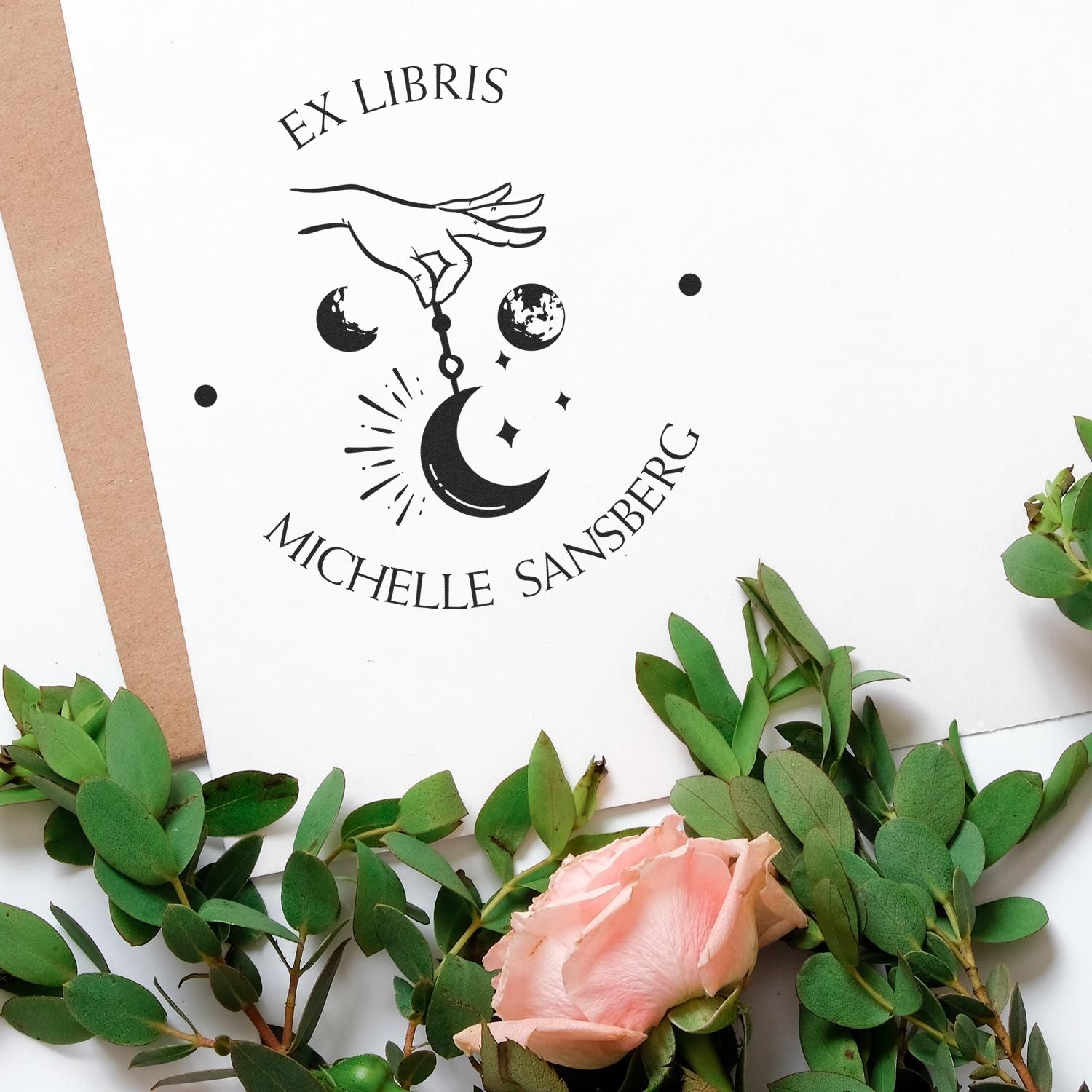 Wood Handle Hypnotic Sky Personalized Book Lover Stamp - Engineer Seal Stamps