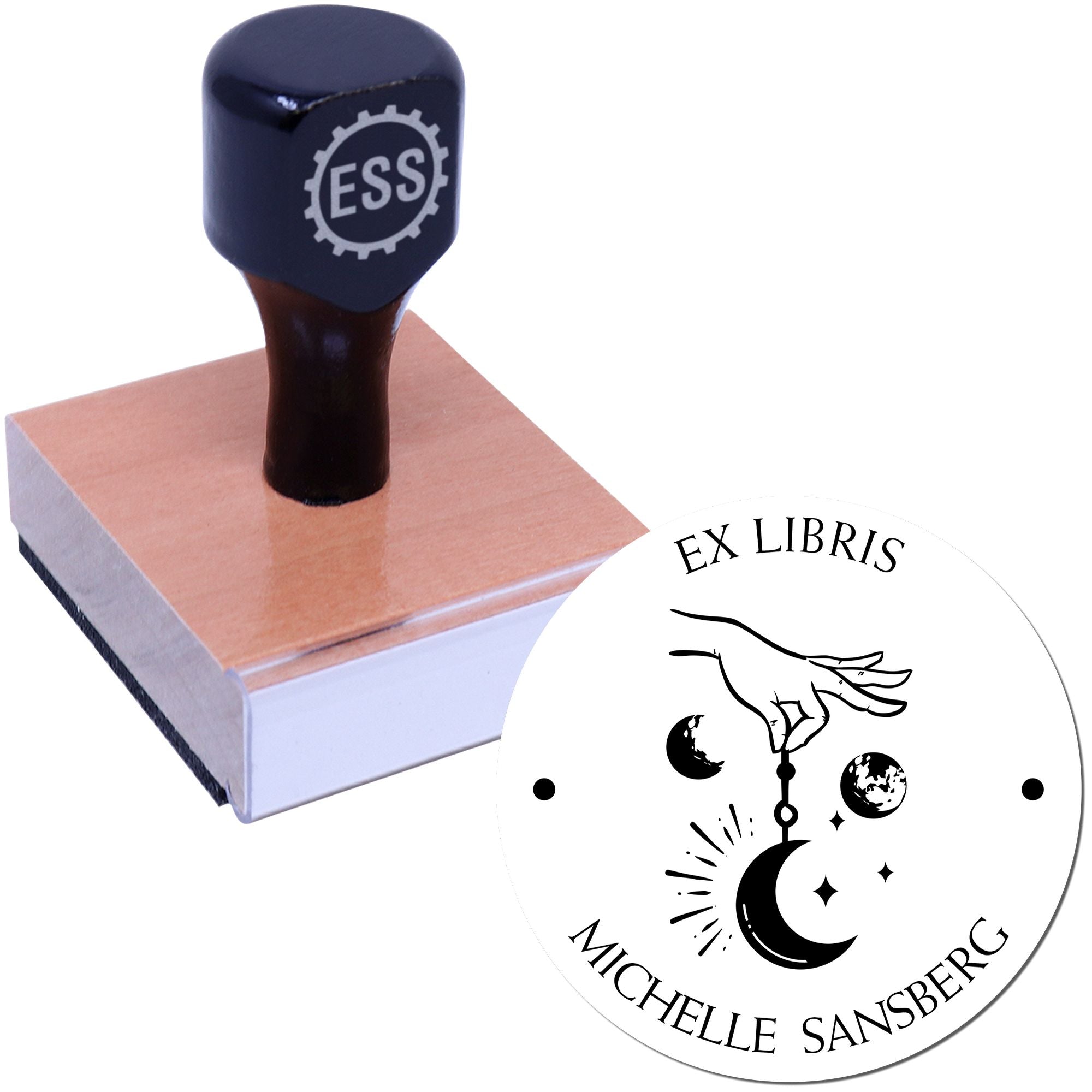 Wood Handle Hypnotic Sky Personalized Book Lover Stamp - Engineer Seal Stamps