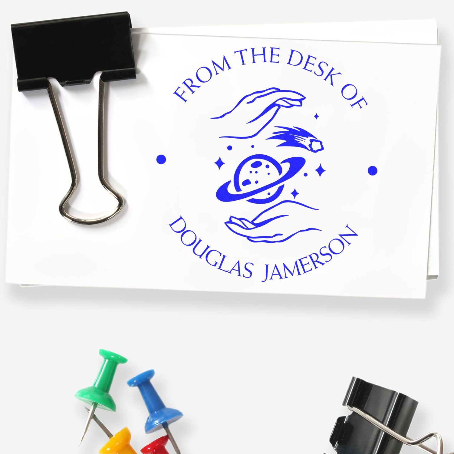 Pre-Inked Graceful Planets Personalized Library Of Stamper - Engineer Seal Stamps