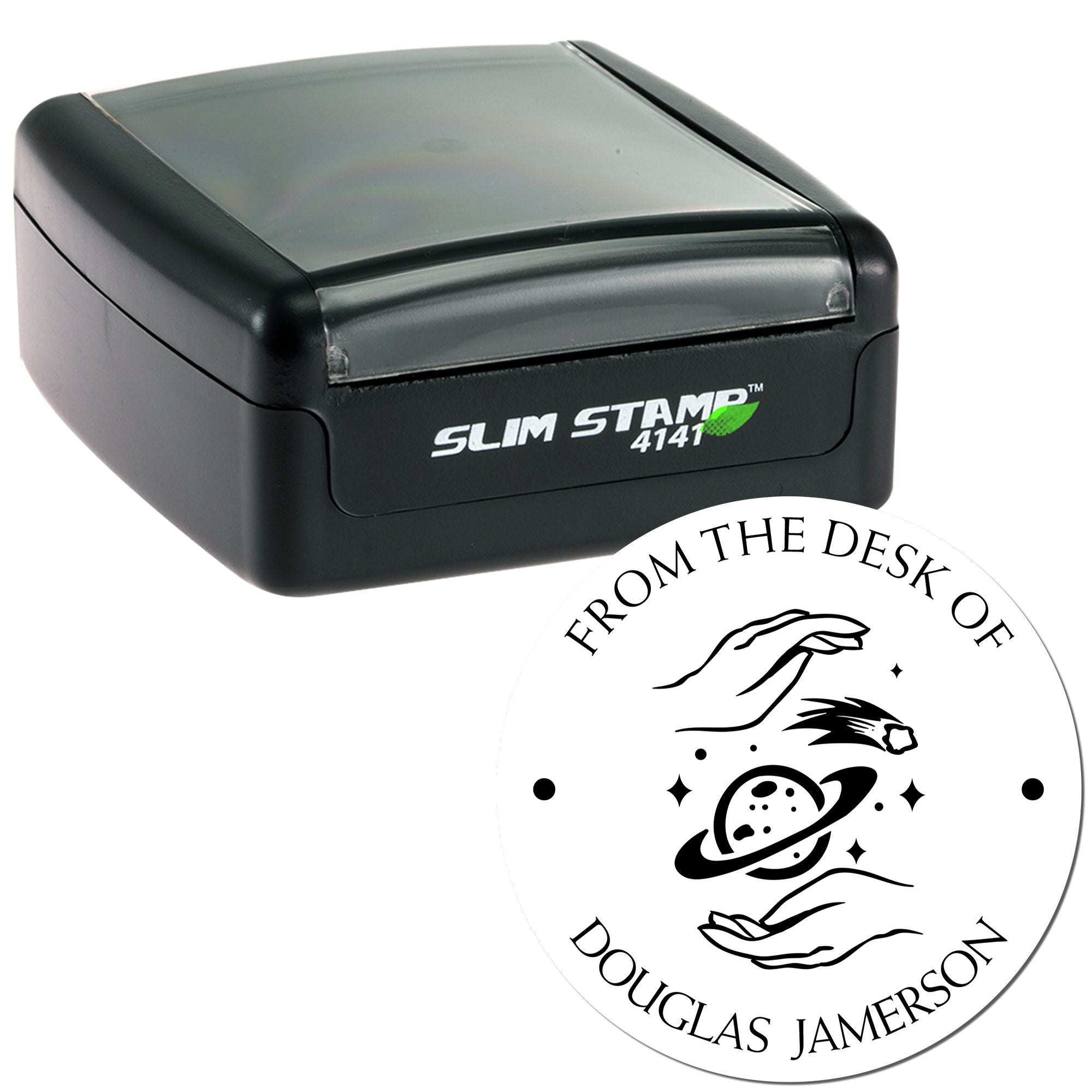 Pre-Inked Graceful Planets Personalized Library Of Stamper - Engineer Seal Stamps