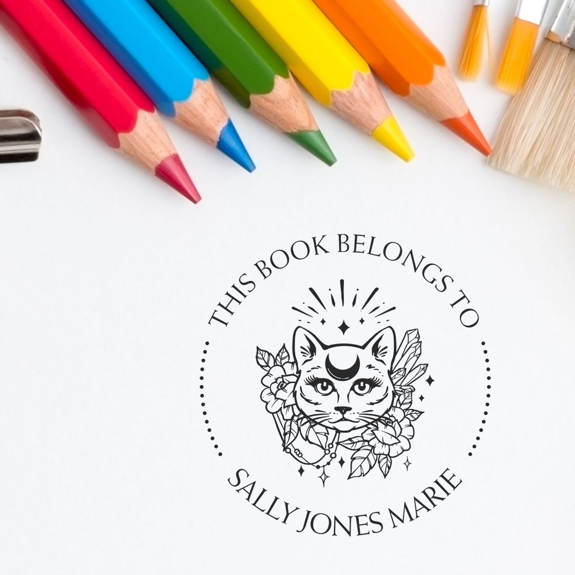 Self-Inking Divine Feline Customized Book Stamp - Engineer Seal Stamps